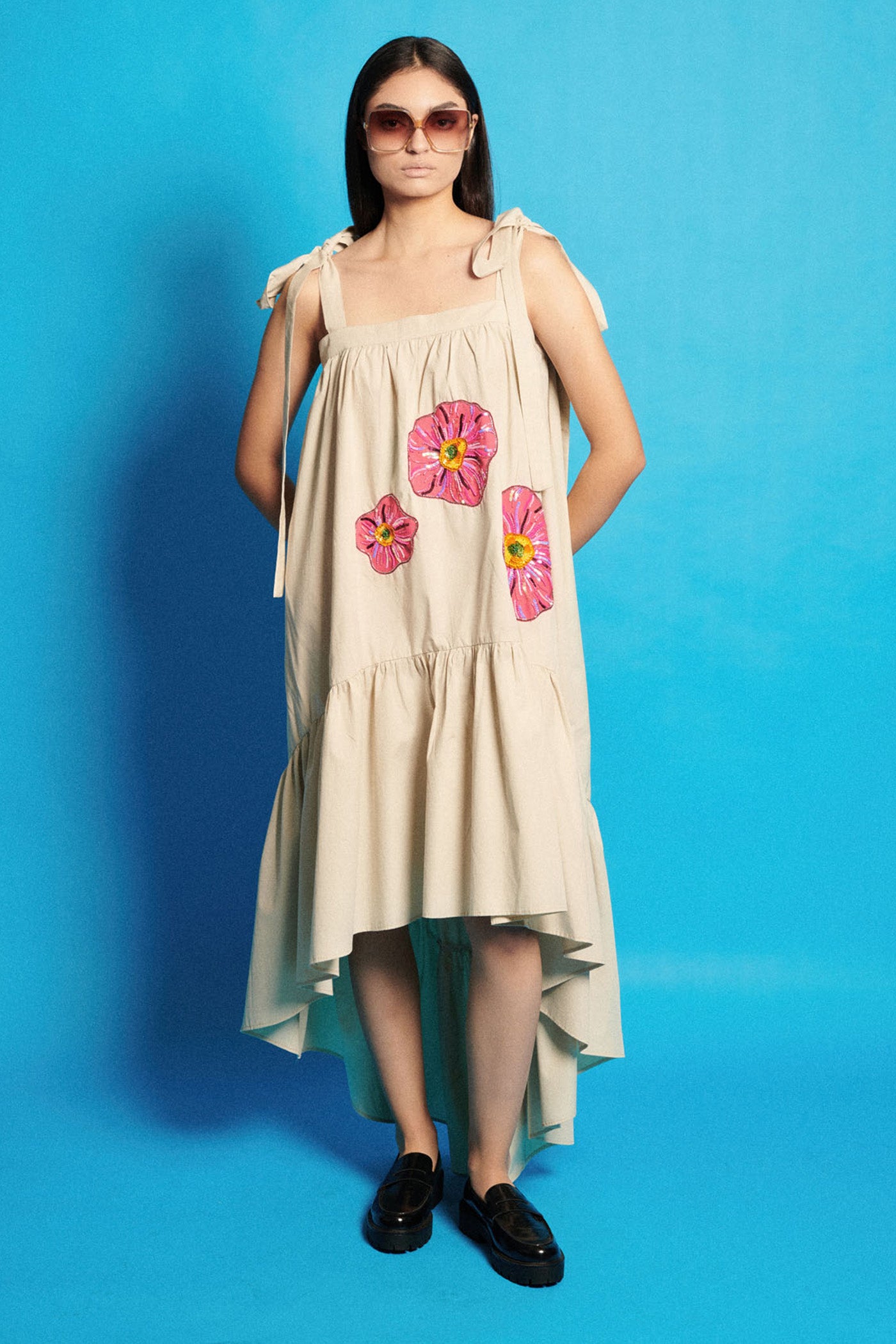green emerald velvet dress Anabelle Embroidered High-Low Party Dress – Bonnie Jean main image 0