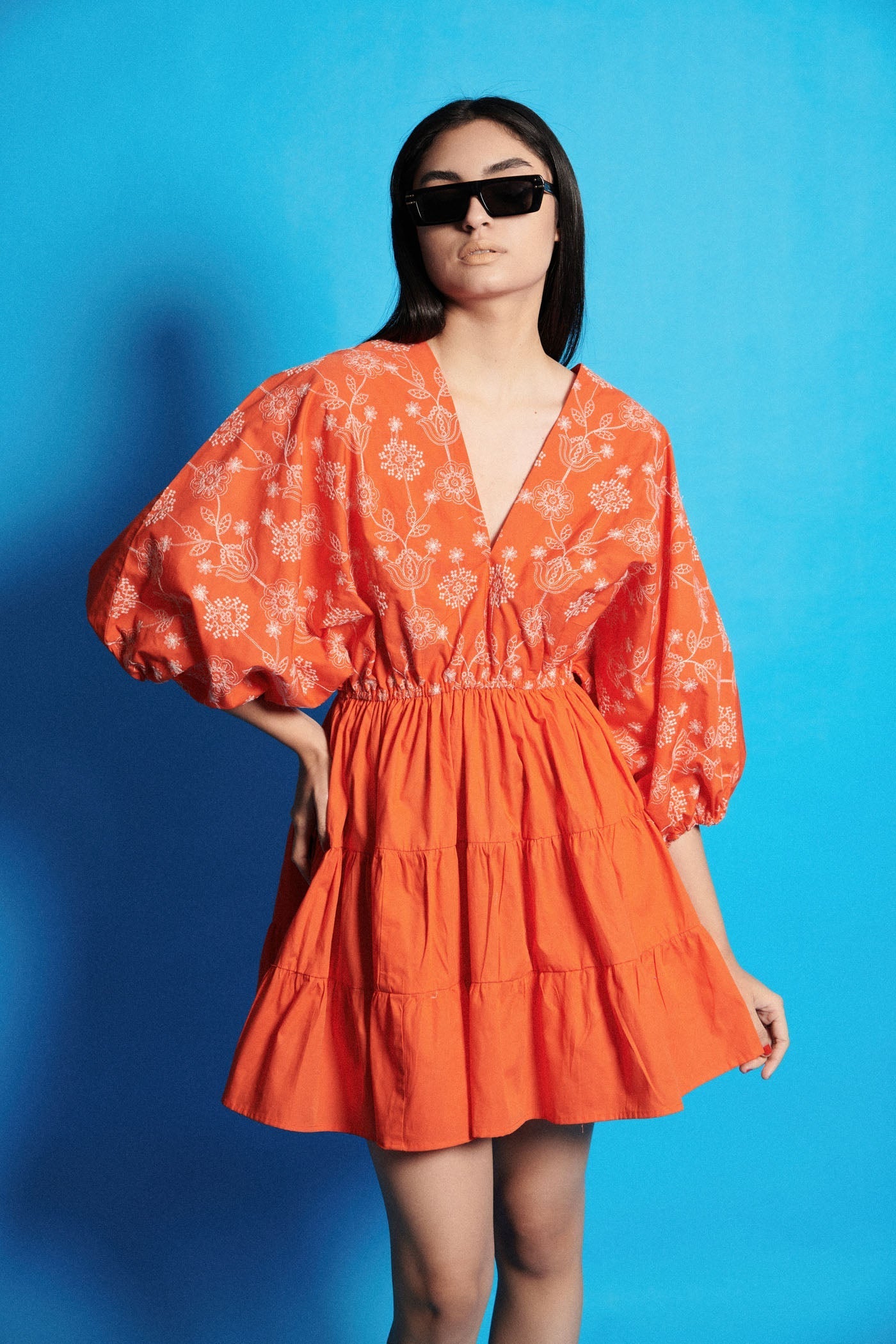 Arushi Chib In Balloon Sleeves Poplin Skater Dress