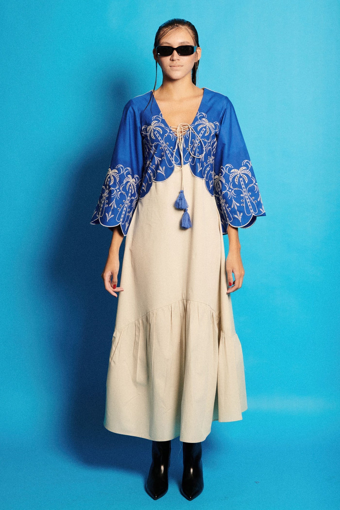 Karma Dhingra In Thread Work V Neck Long Dress