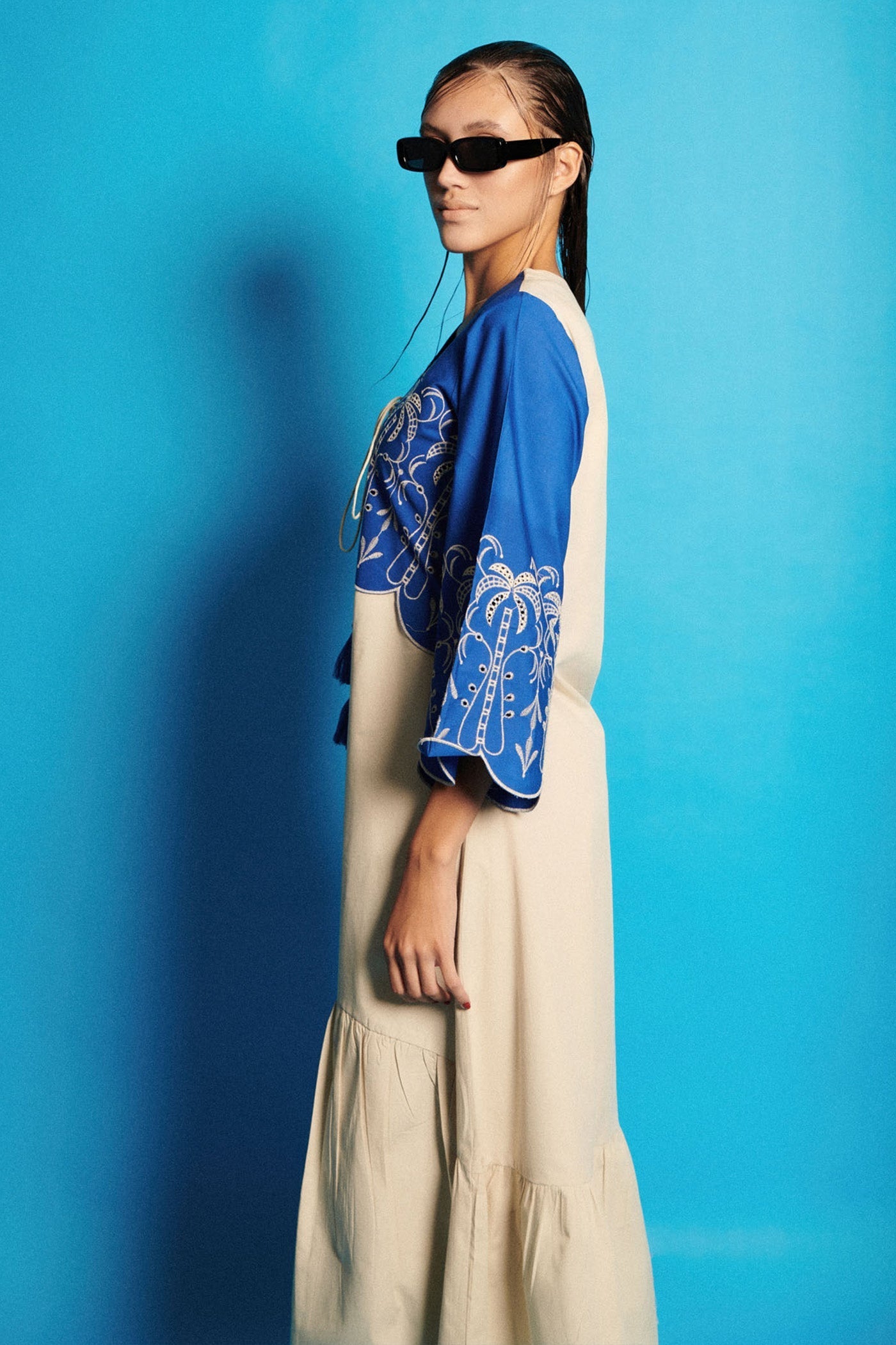 Karma Dhingra In Thread Work V Neck Long Dress