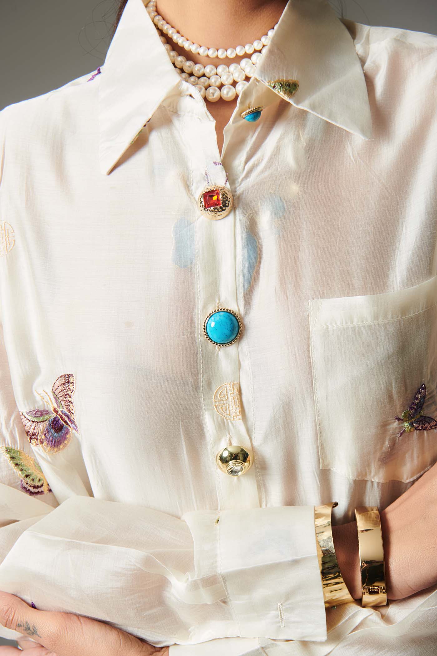 Yashasvi Shrivastava In Butterfly embroidered breeze shirt