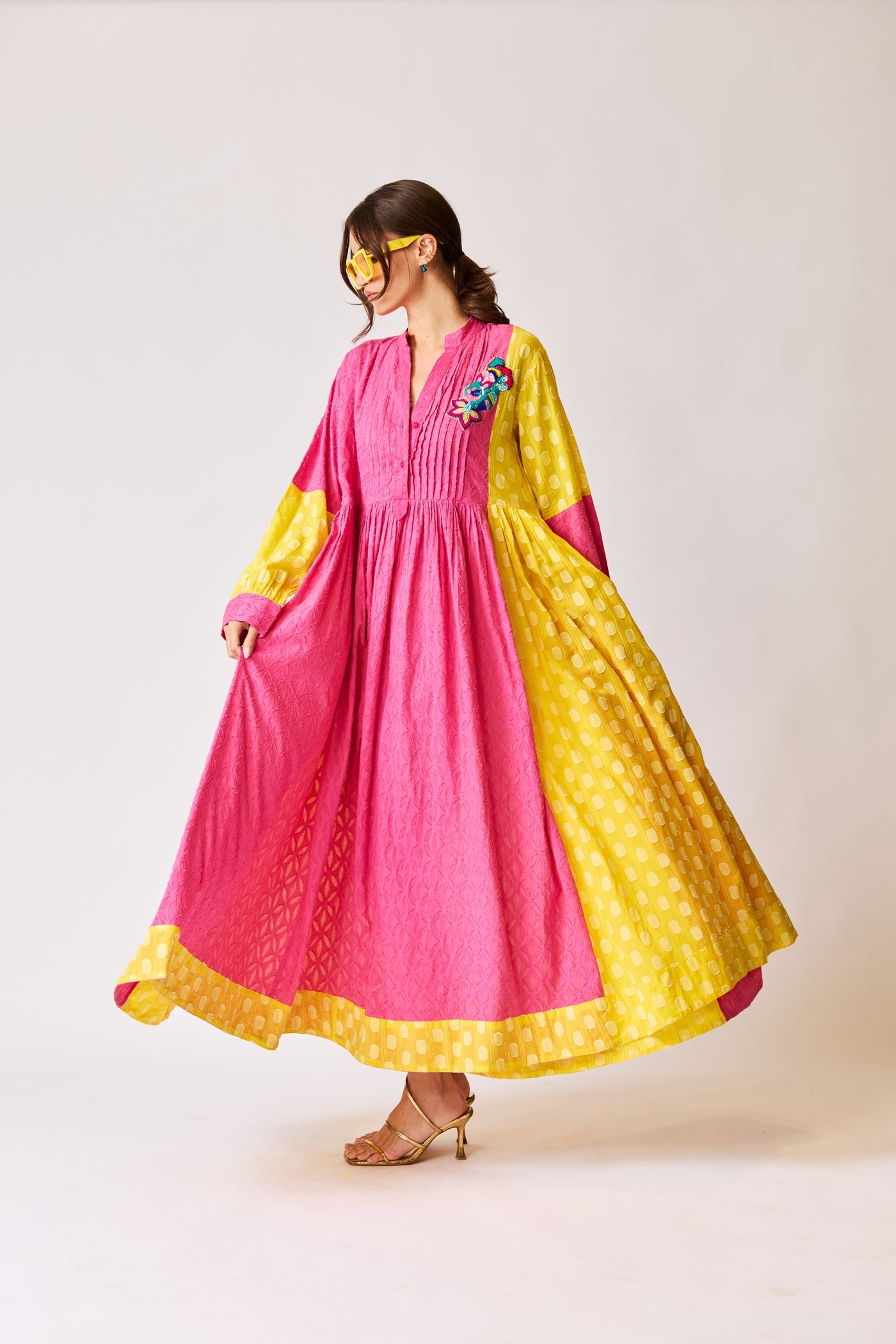 Bohemian Color-Block Maxi Dress