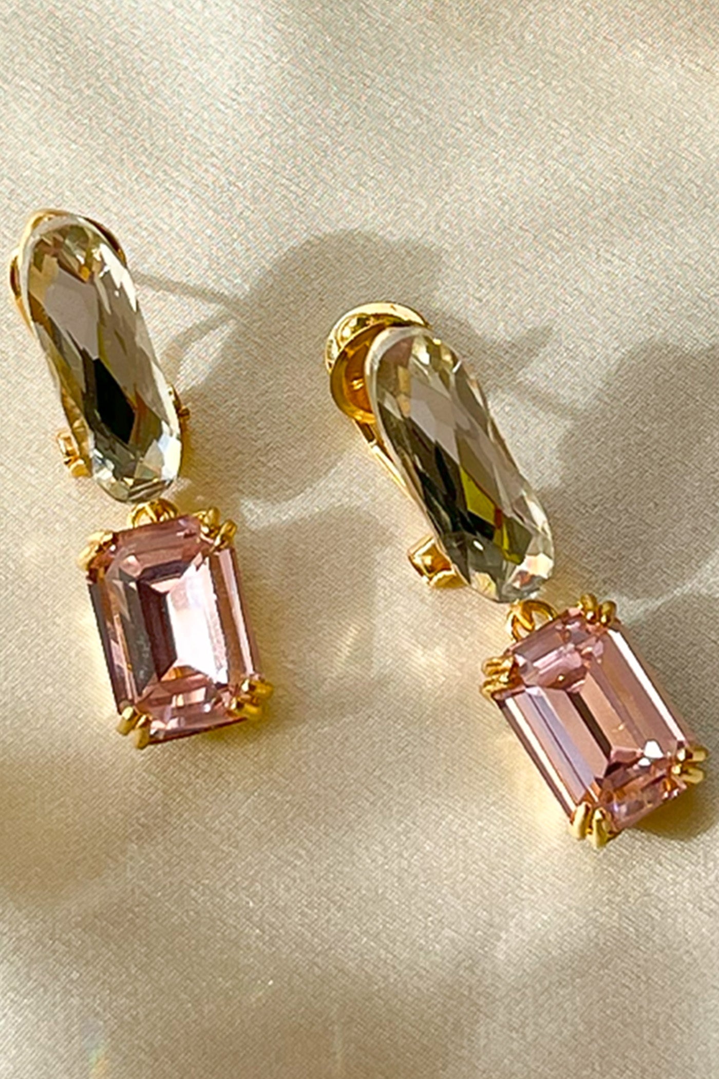 Pink Crystal drop Glam Earrings