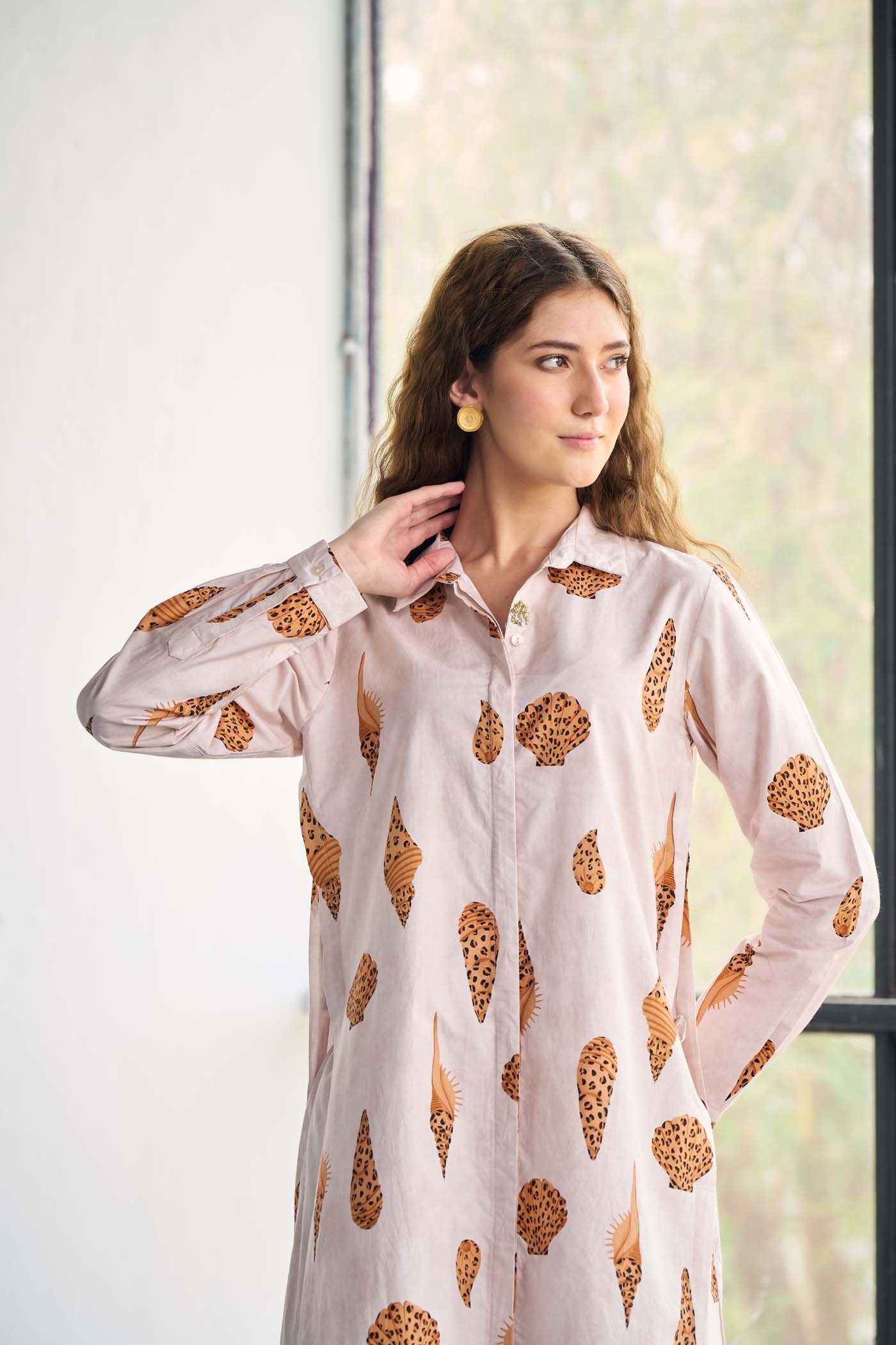 Shell Printed Poplin Kurta Set