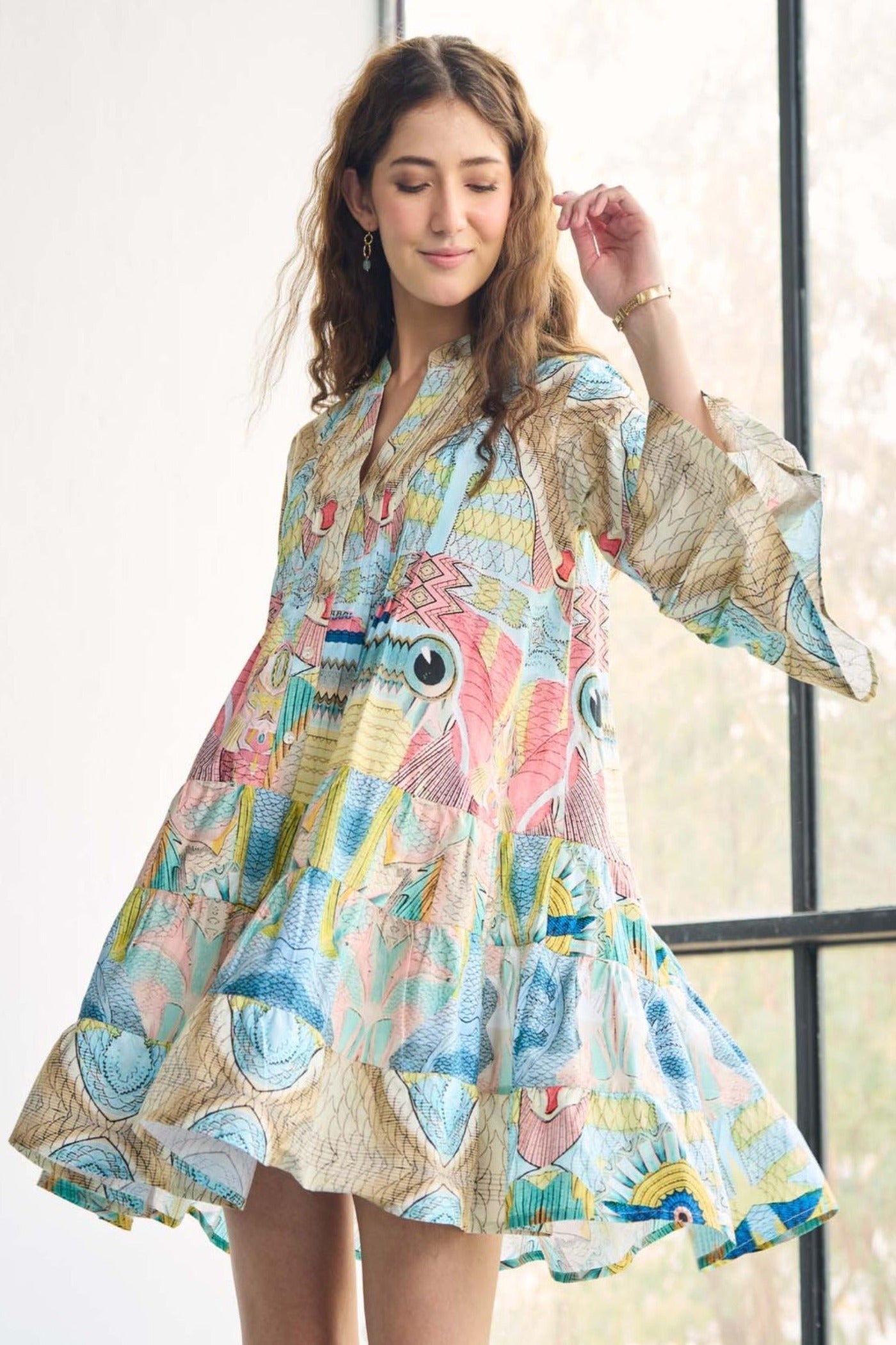 Navya Arya In Multicolor Poplin  printed mini dress