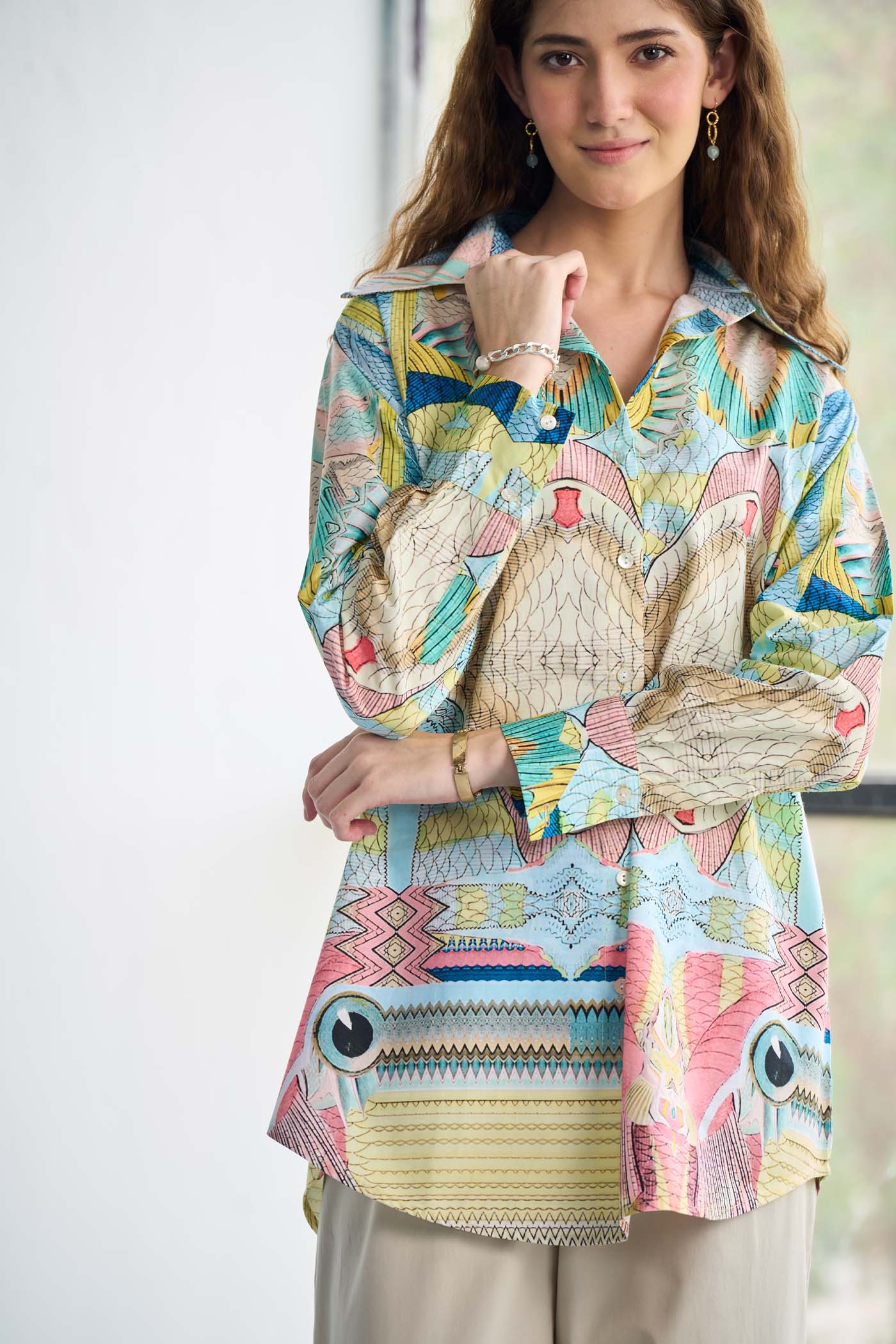 Multicolor Poplin printed Shirt