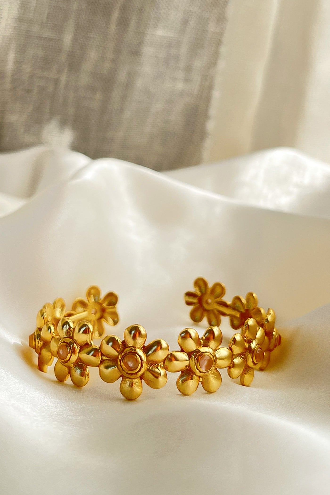 Flower Motif Golden Bracelet