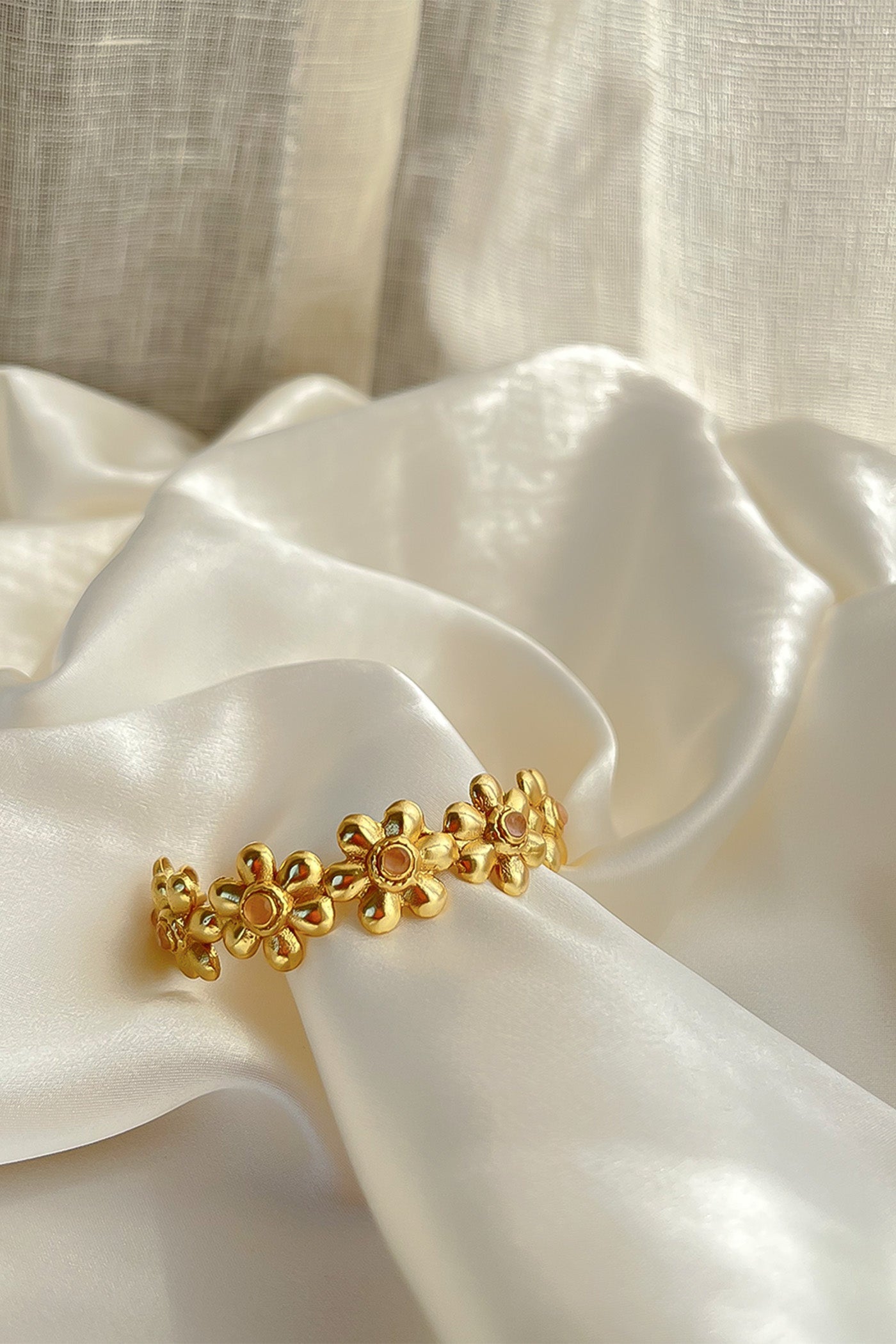 Flower Motif Golden Bracelet