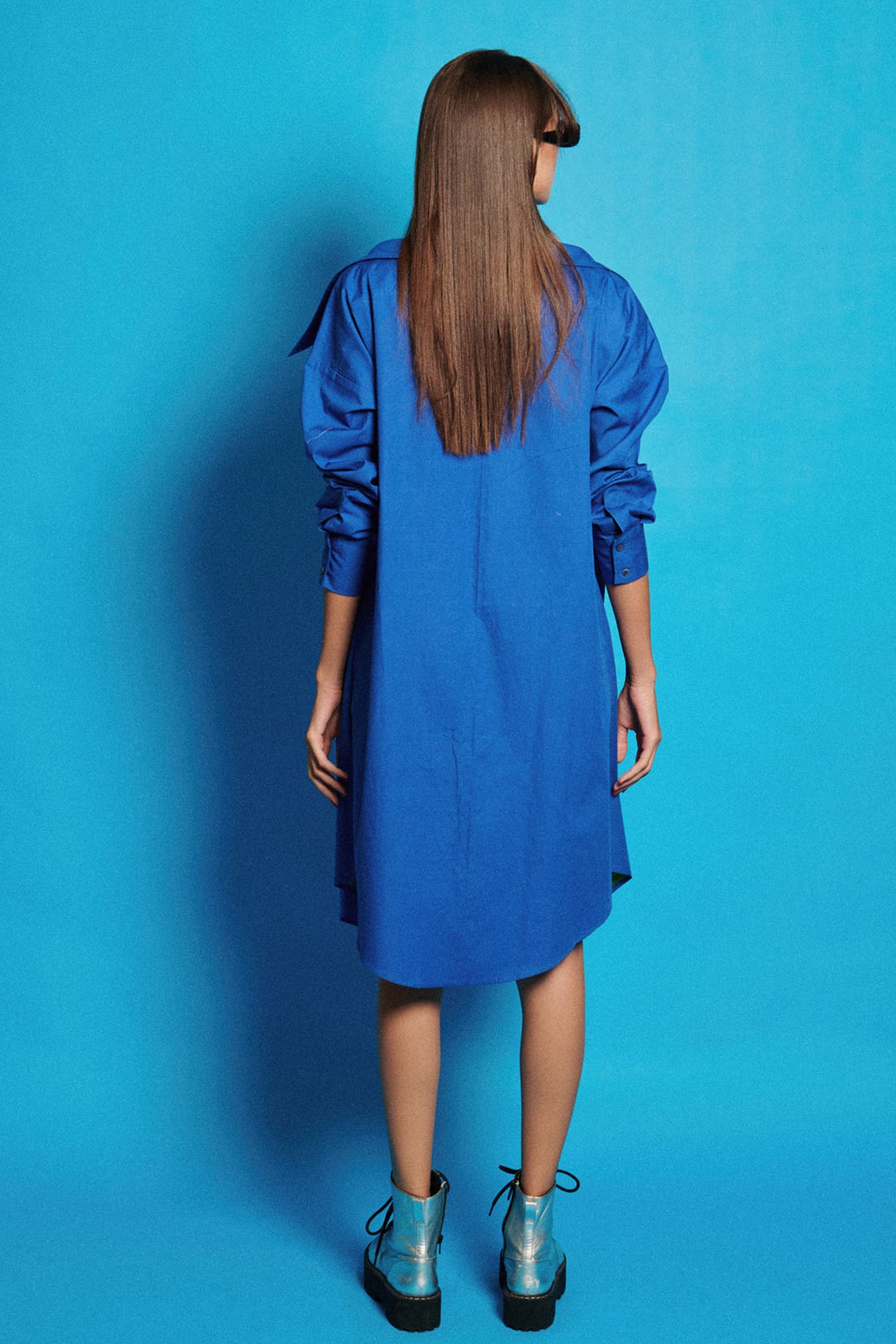 Tricolour Layered  Shirt Dress