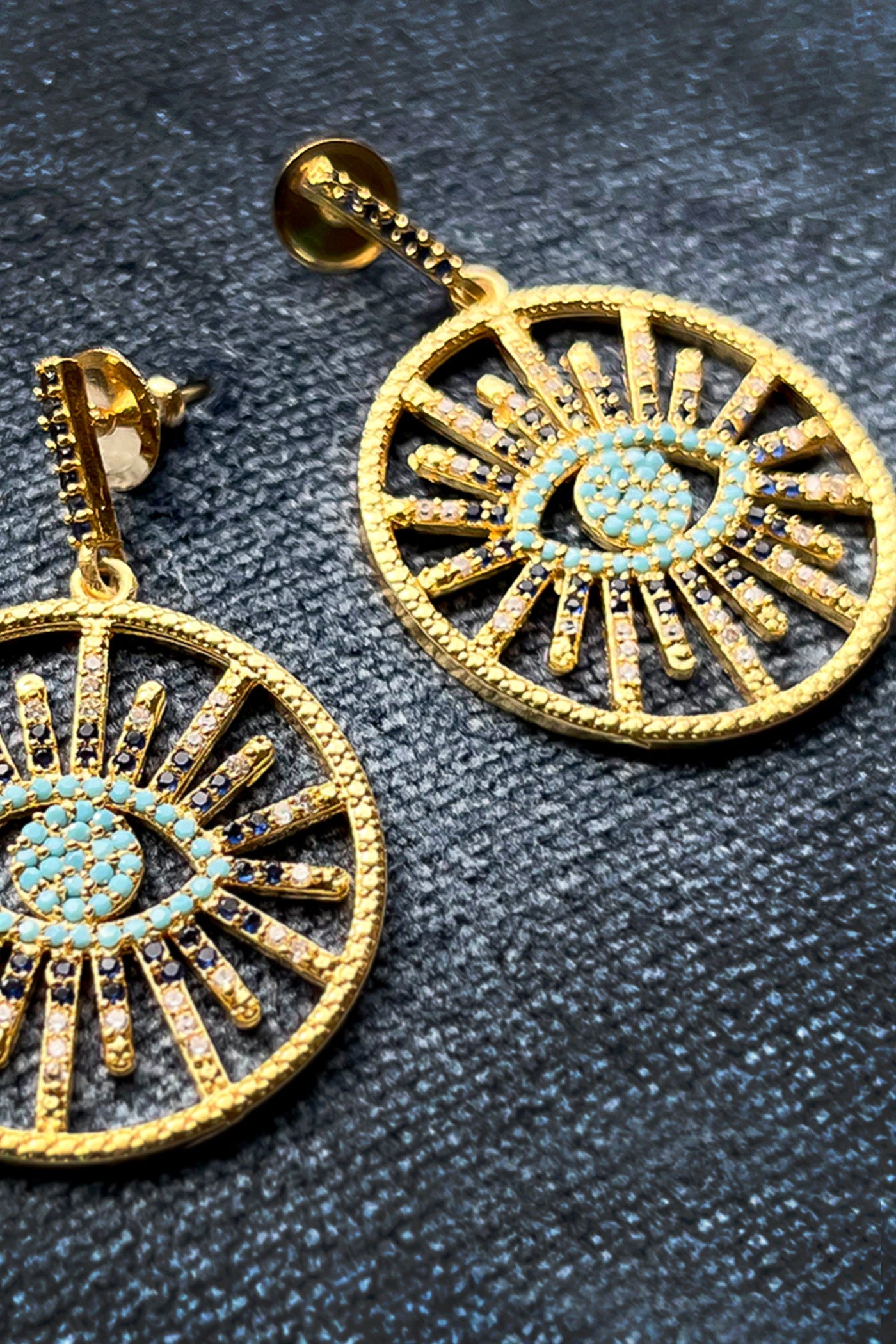 Embellished Evil Eye statement earrings