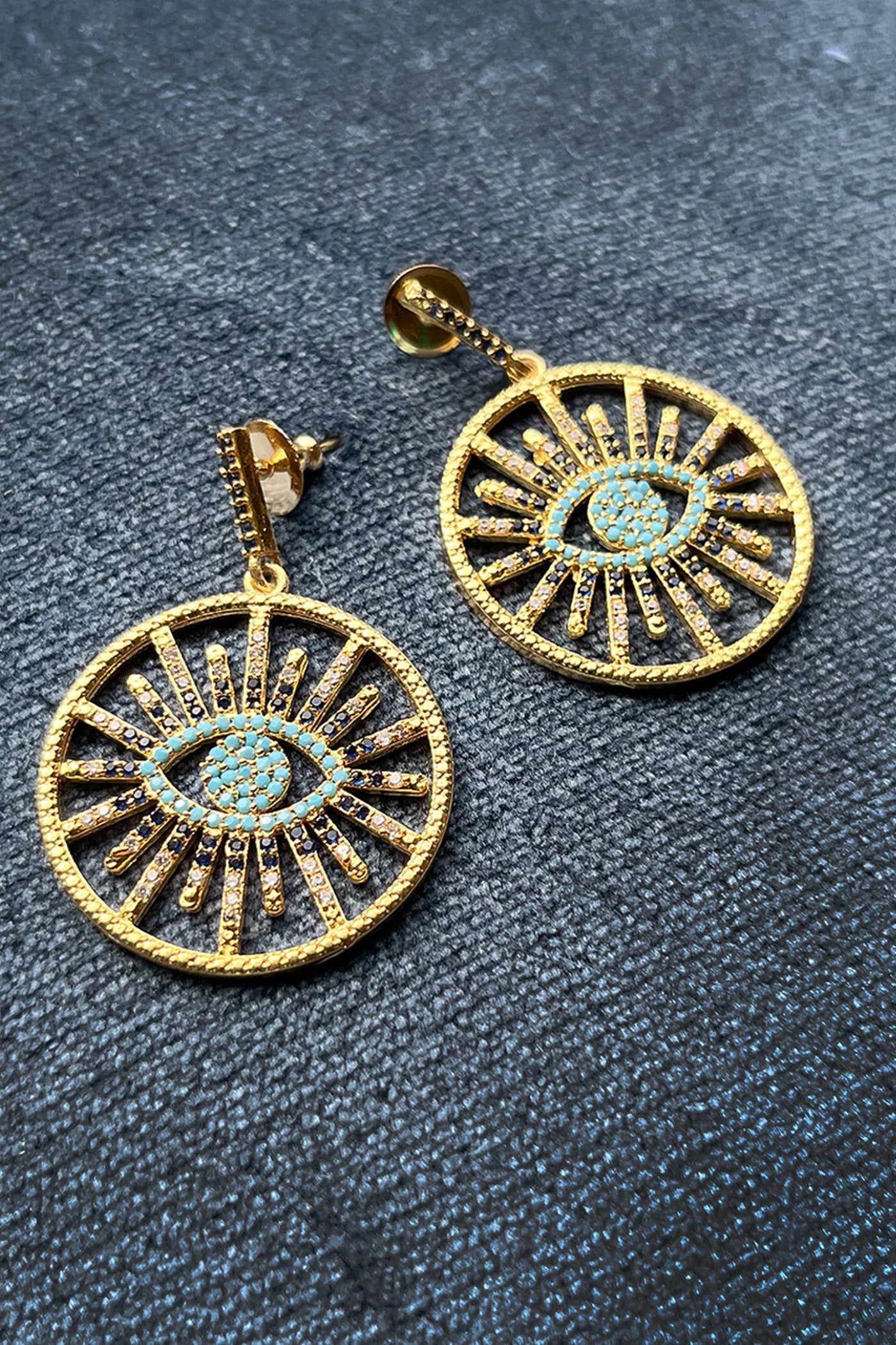 Embellished Evil Eye statement earrings