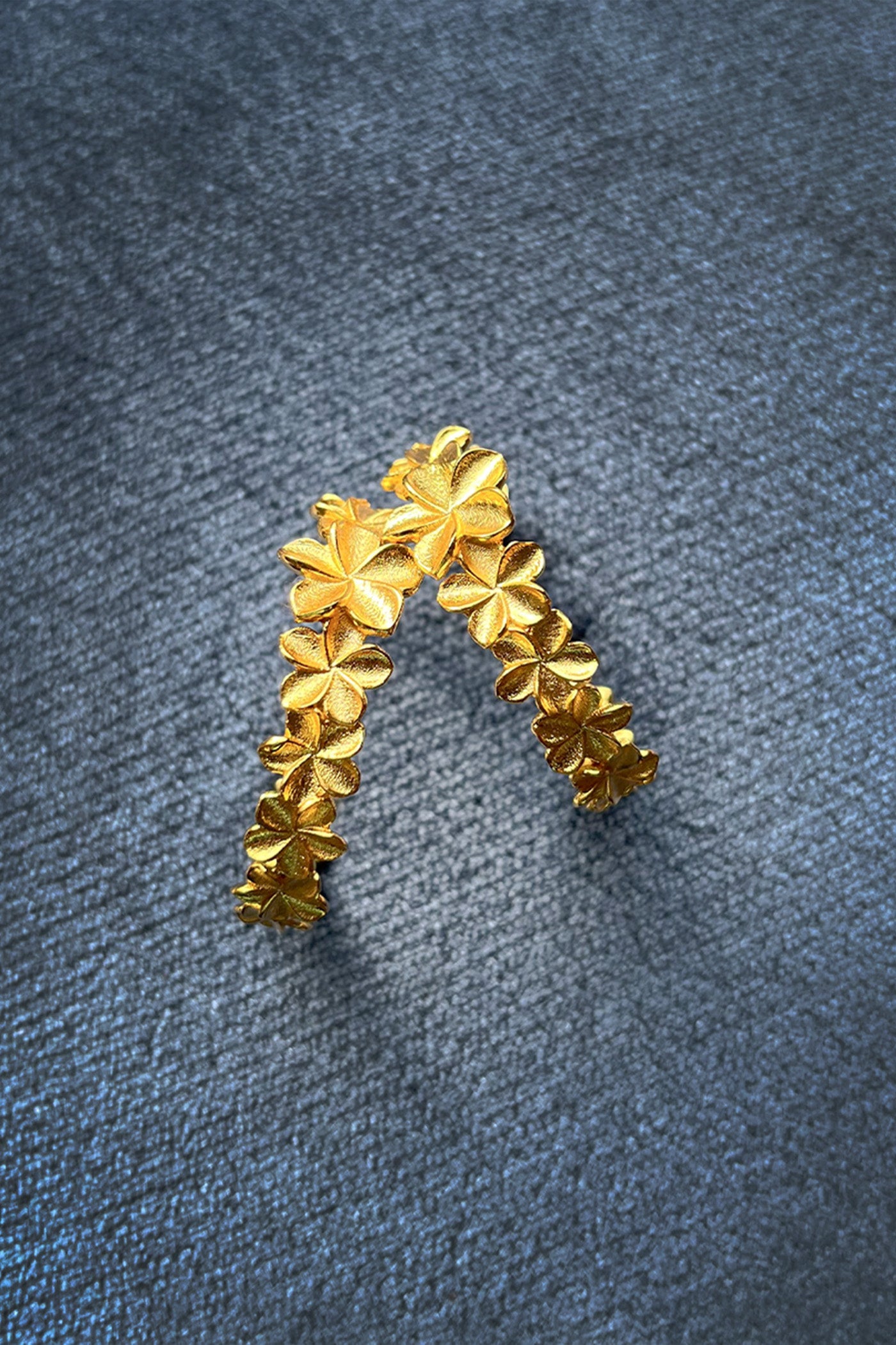 Golden Flower Motif Hoop Earrings