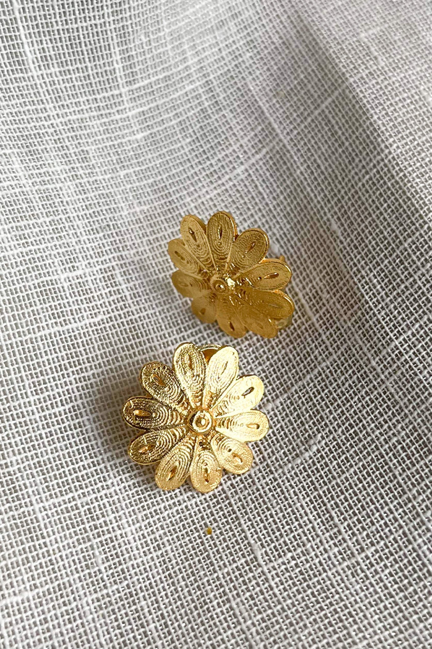 Flower Motif Golden Earrings