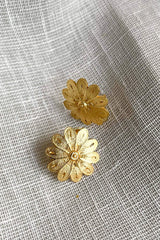 Flower Motif Golden Earrings