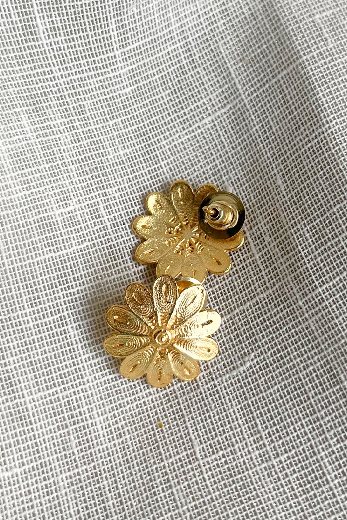 Flower Motif Golden Earrings