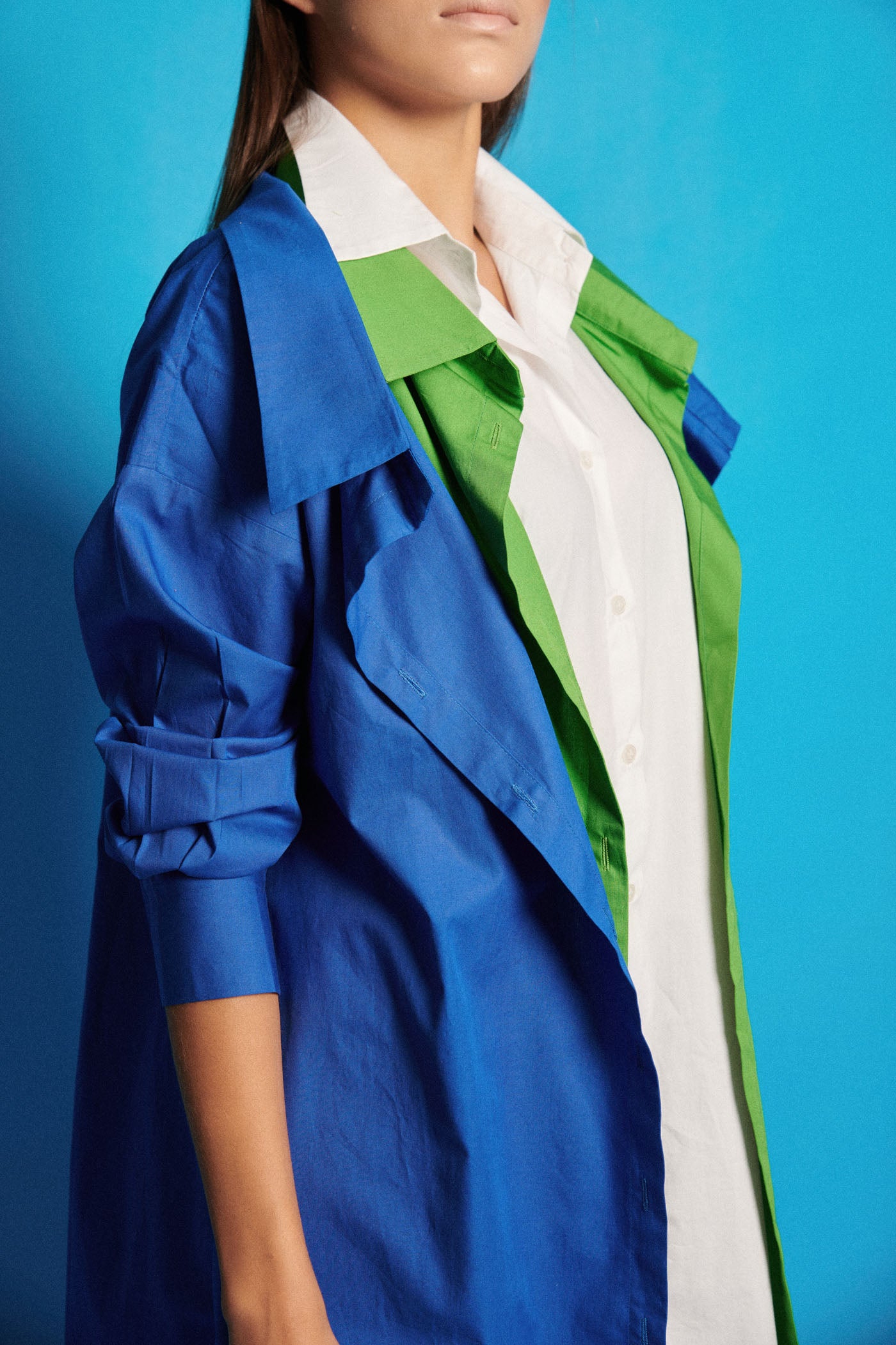 Tricolour Layered  Shirt Dress