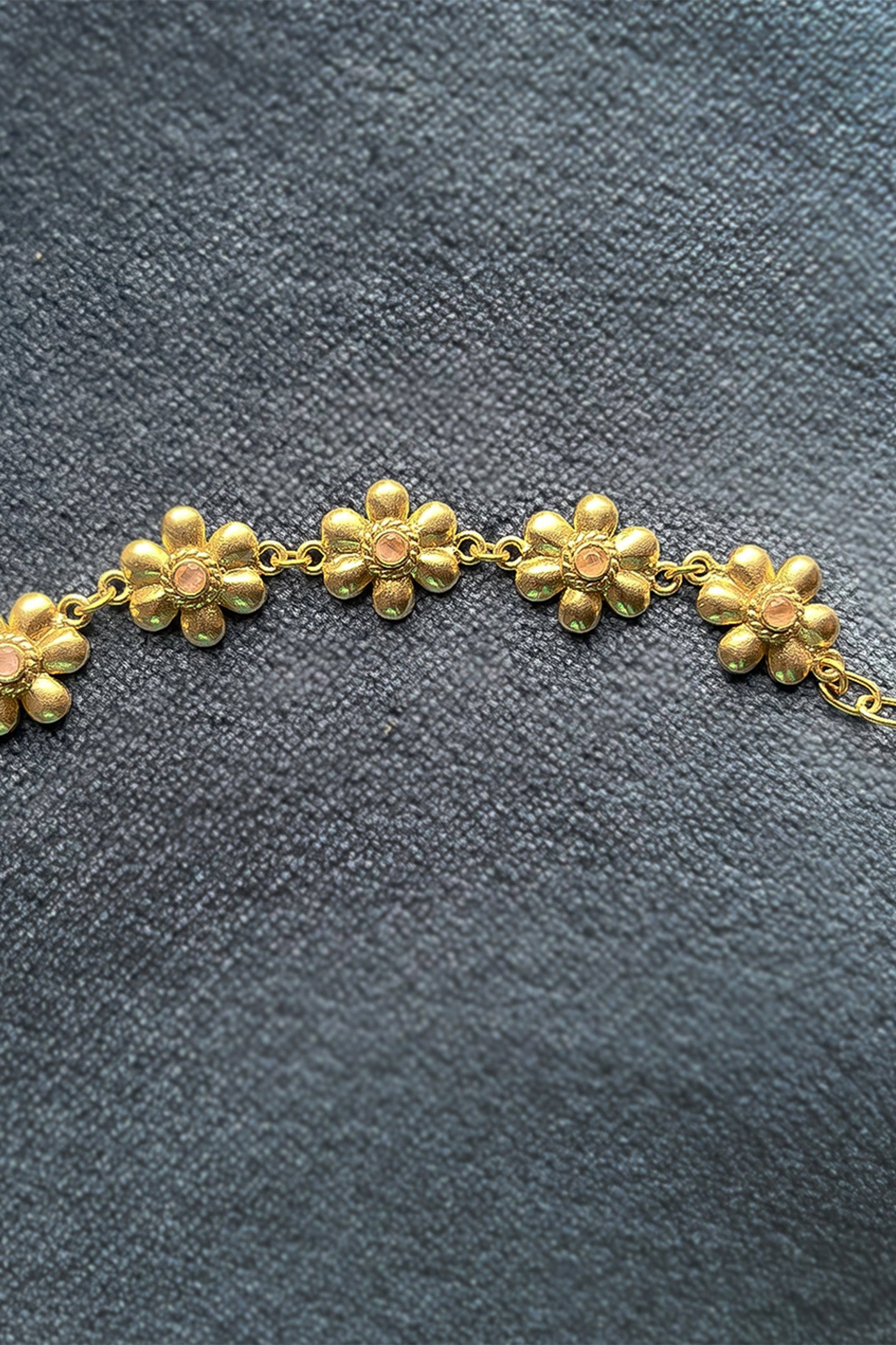 Flower Motif Golden Bracelet