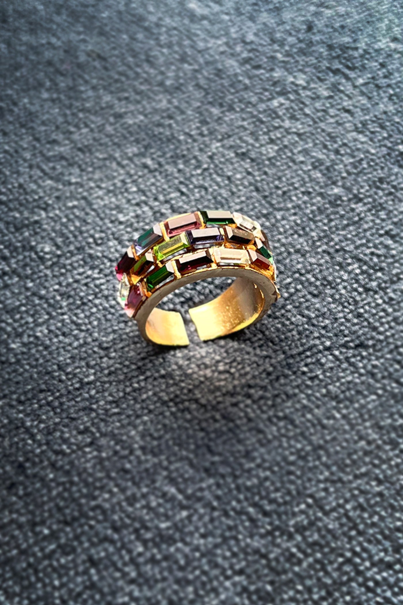 Multicolor statement golden ring