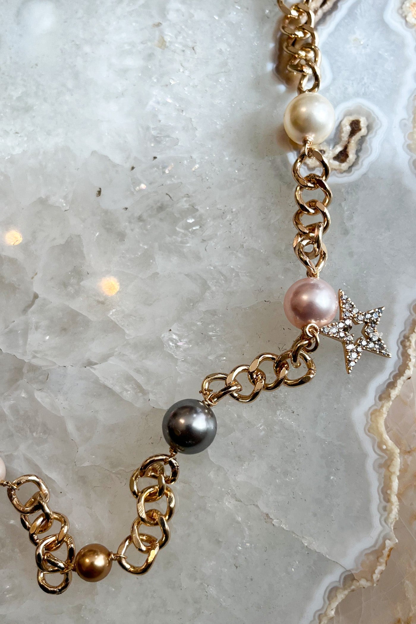 Starry Pearl Charm Necklace