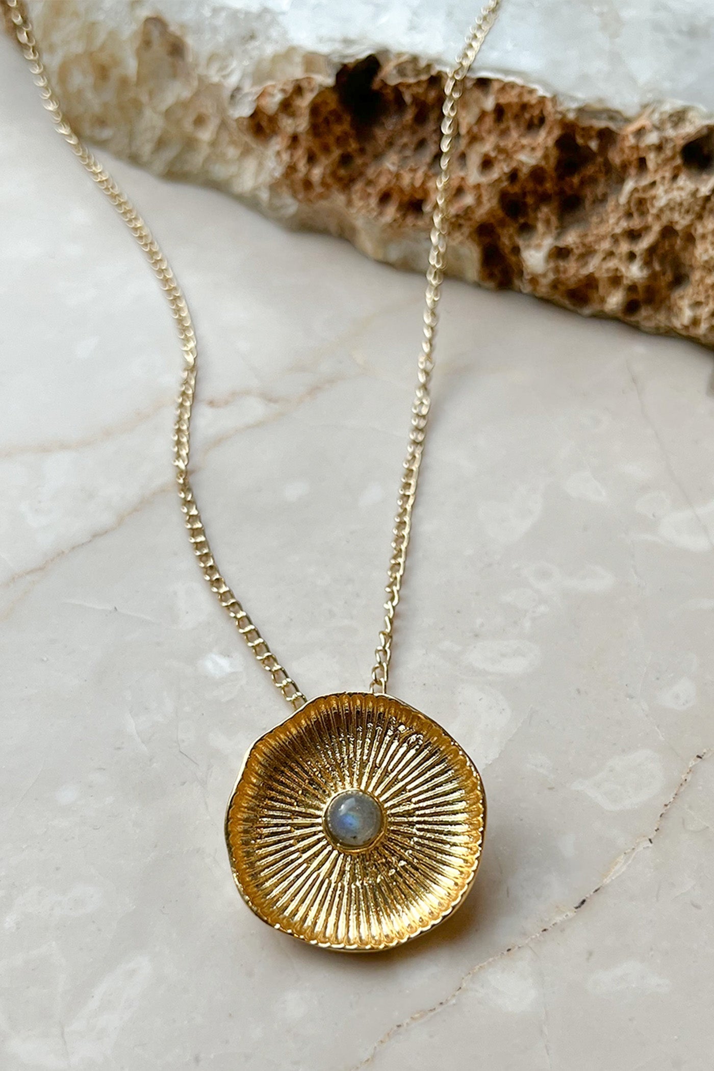 Golden Petal Pendant Necklace