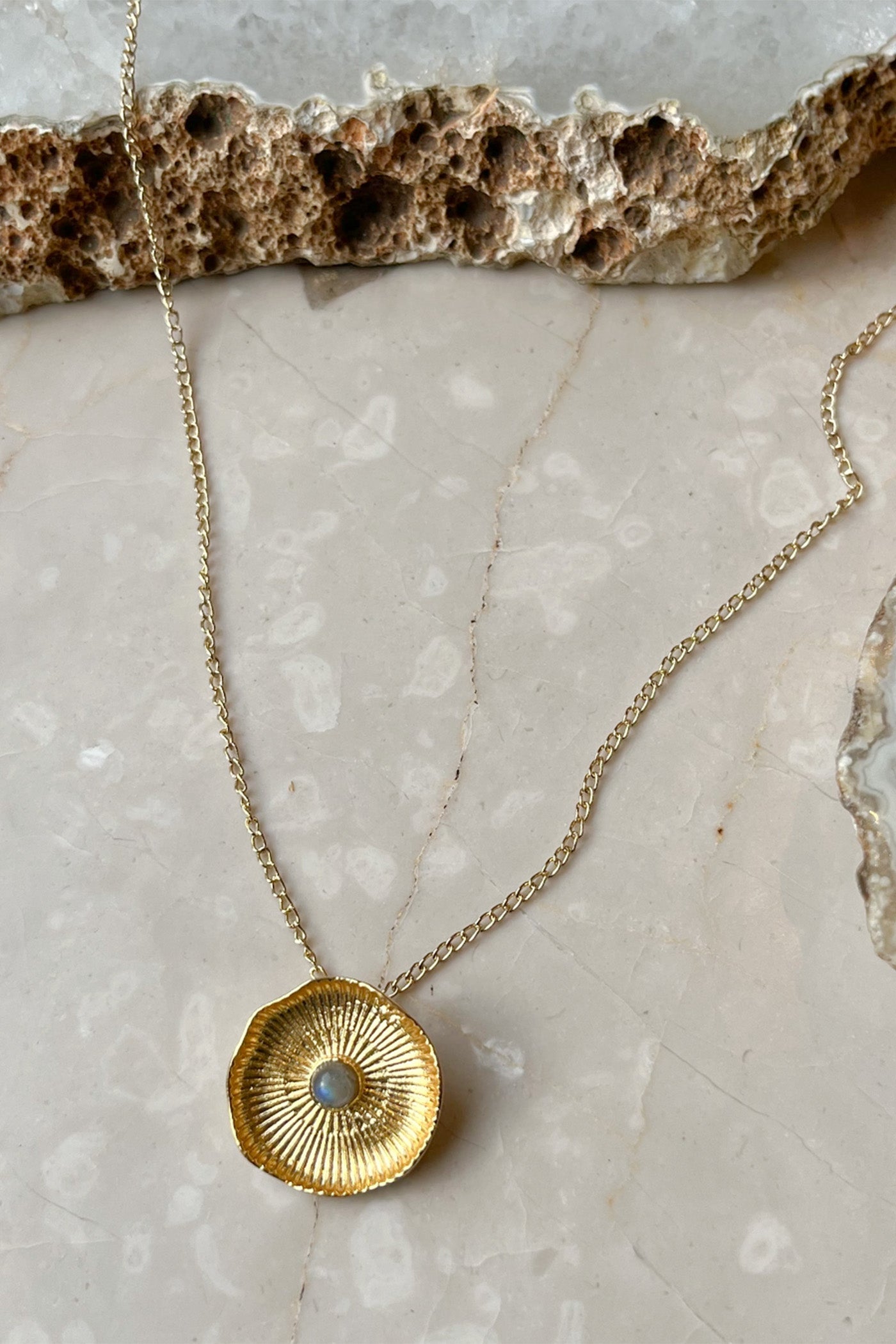 Golden Petal Pendant Necklace