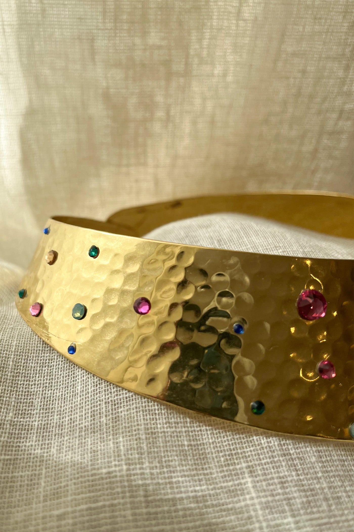 Hammered Gold Swarovski Choker Necklace