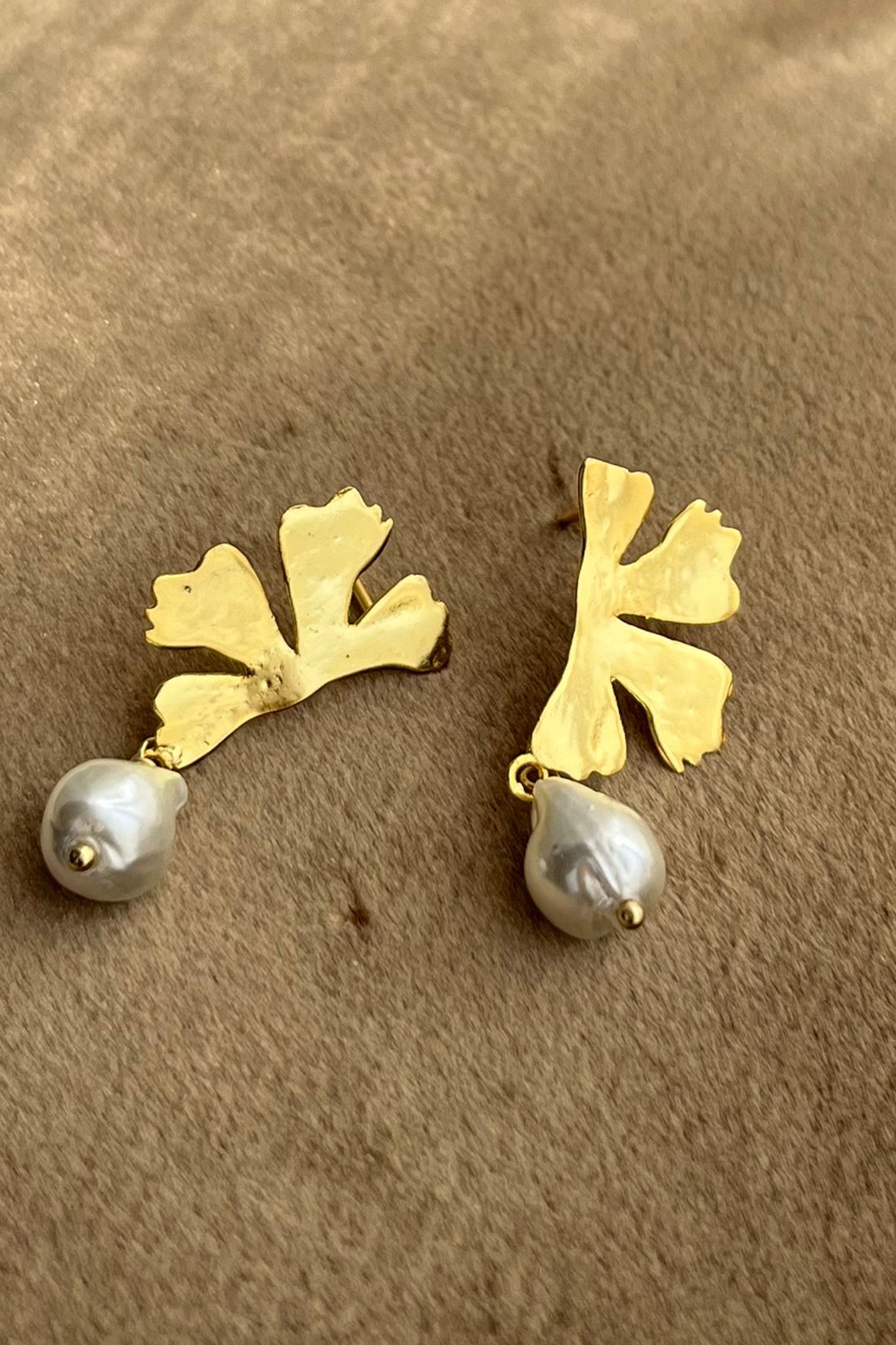 Golden Bloom Baroque Pearl Earrings