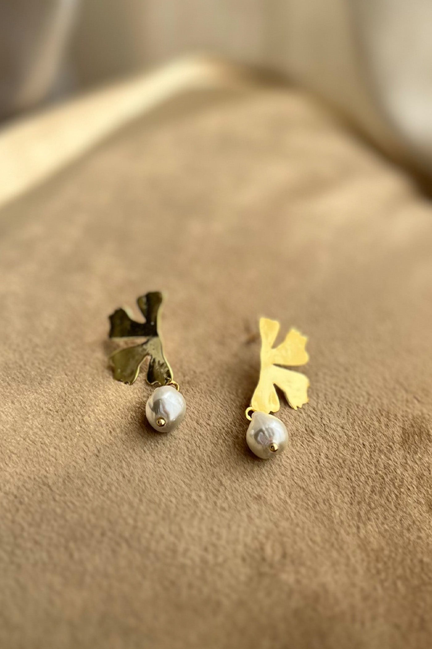 Golden Bloom Baroque Pearl Earrings