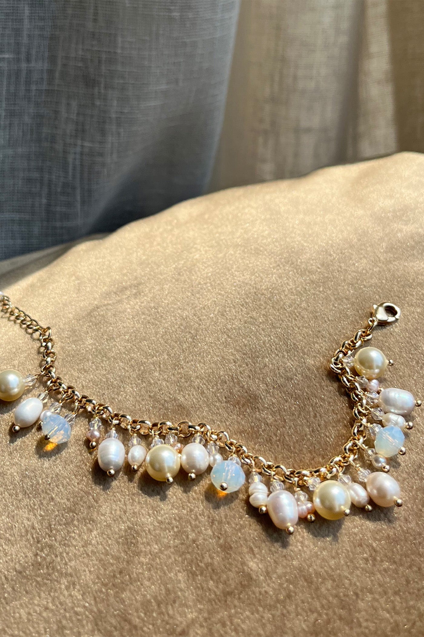 Golden Pearl Charm Bracelet