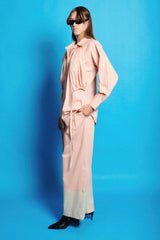 Shirt Pant Set With Attached Poplin Crop Top