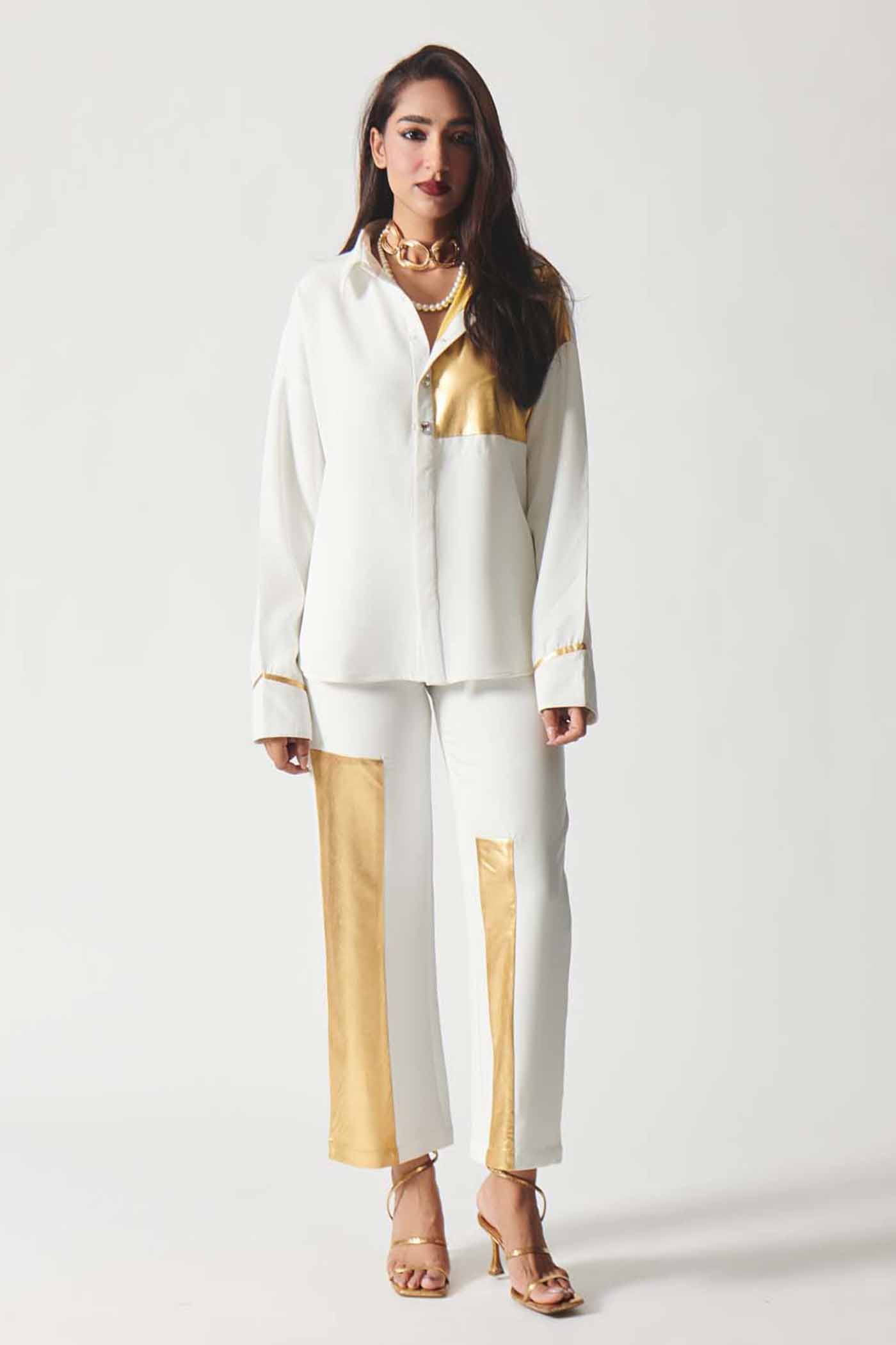 Luxe Gold and White Pant