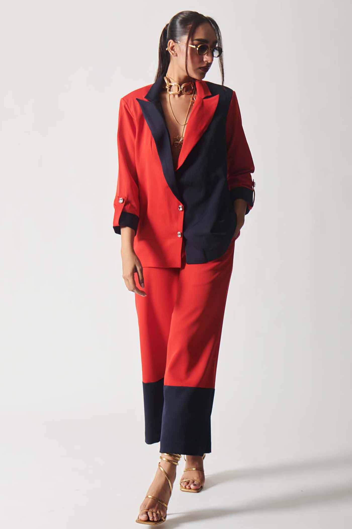 Navy and Crimson Power Suit