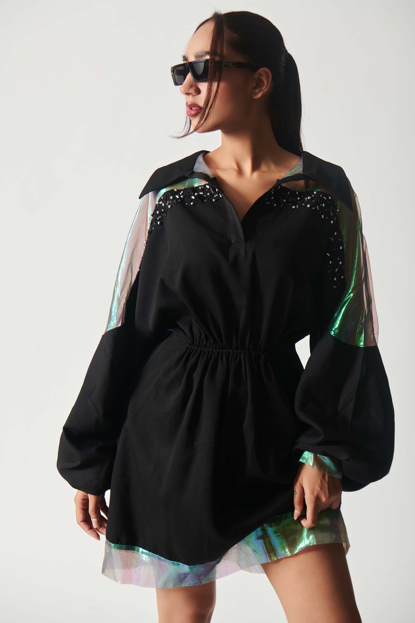 Holographic Noir Dress