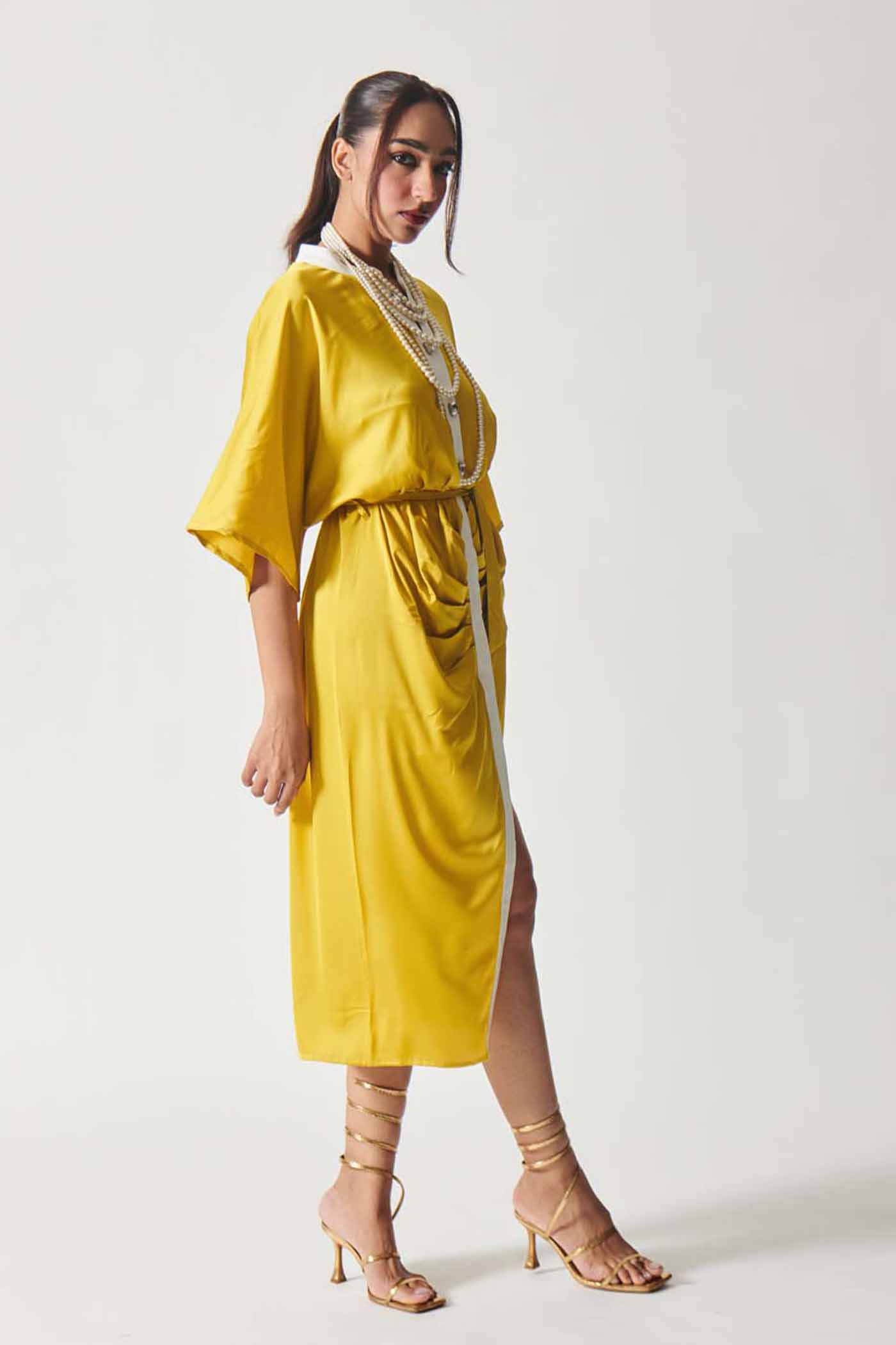 Dazzling Yellow Satin Maxi