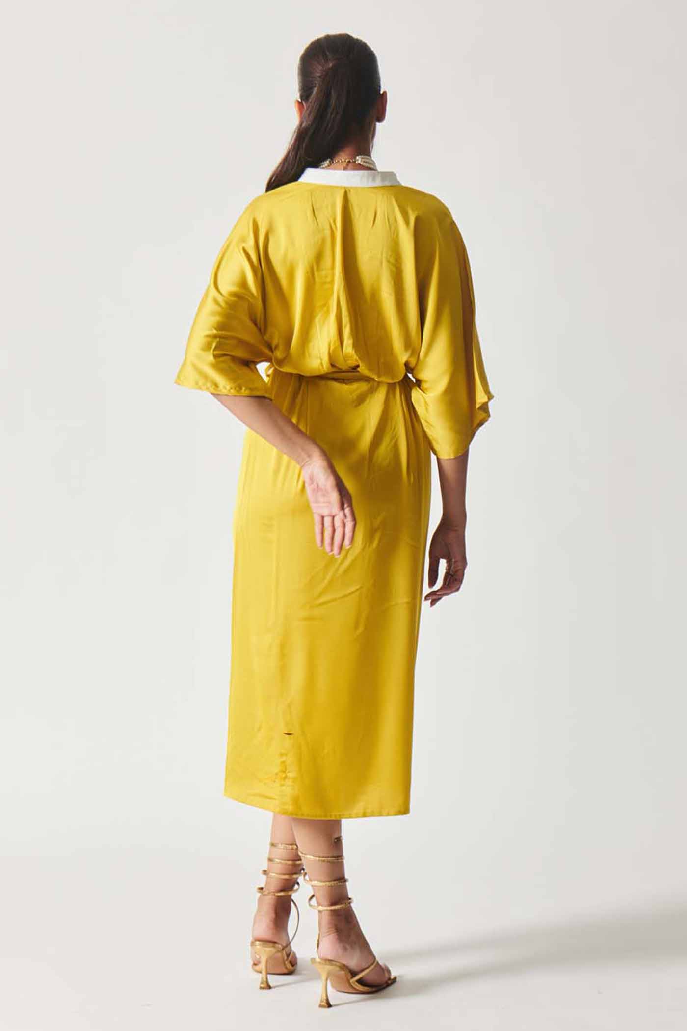 Dazzling Yellow Satin Maxi