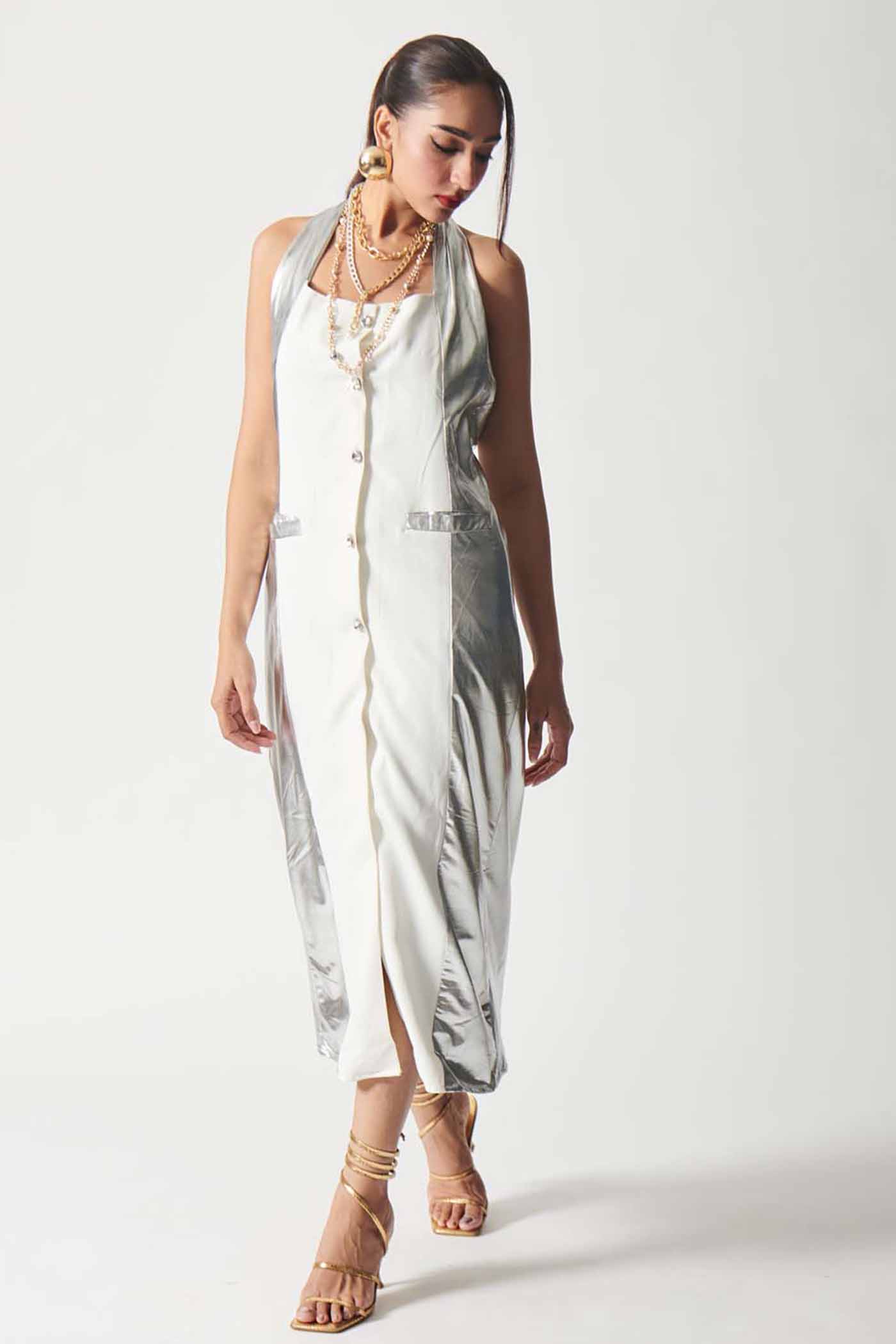 White Luxe With Silver Glint Dress