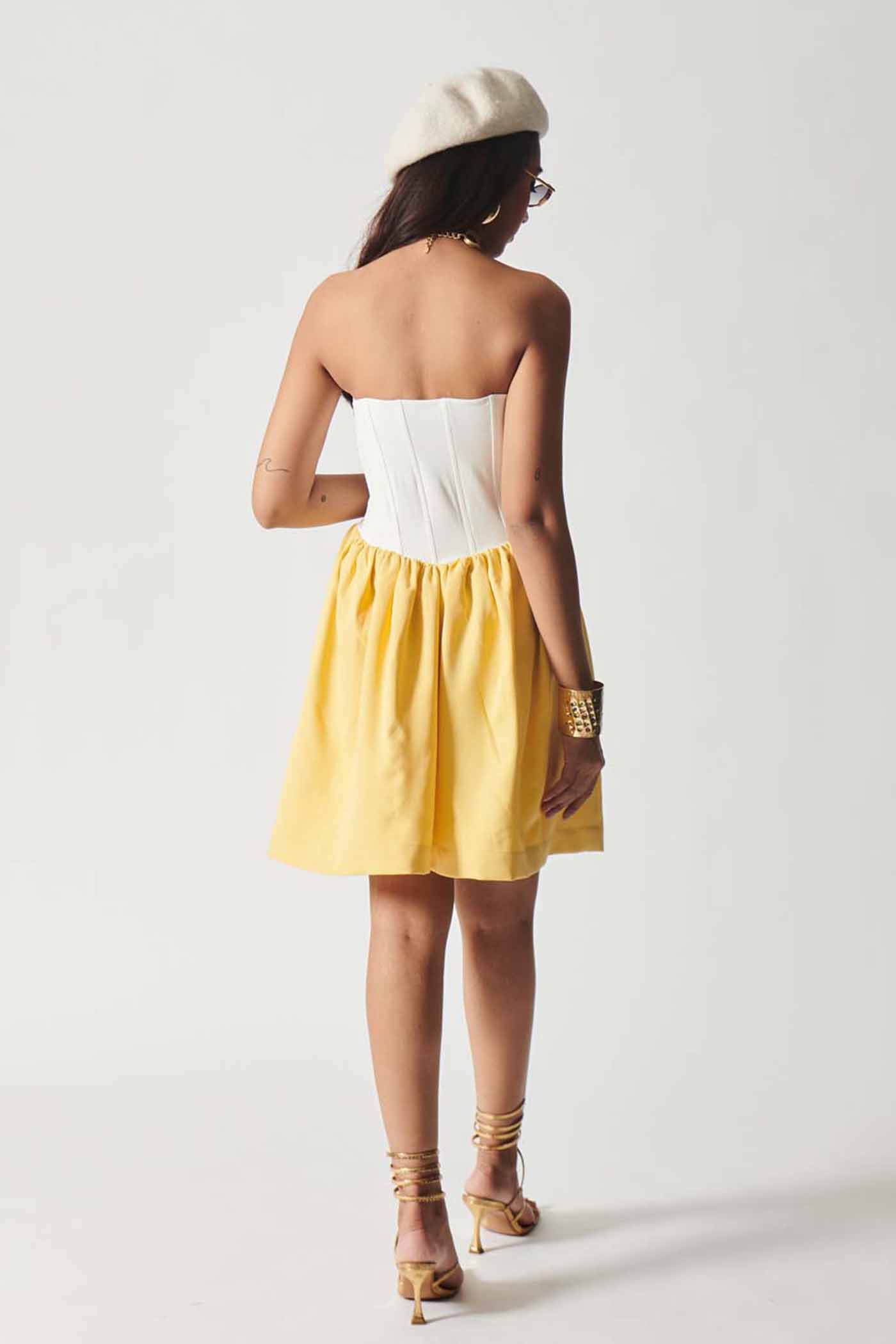 Lemon And Creame Corset Dress