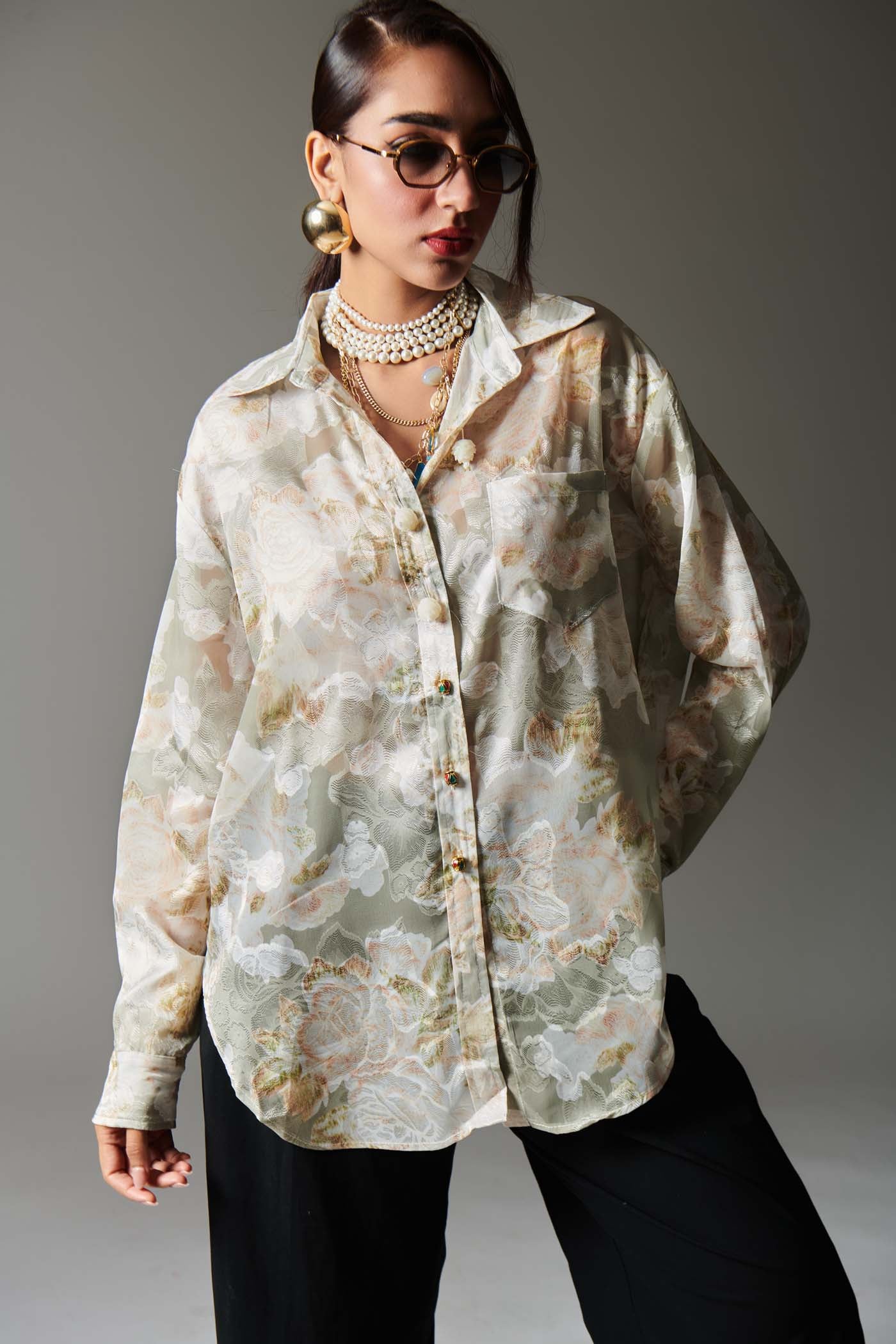 FLORAL JACKARD WEAVE SHIRT