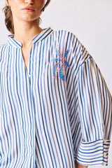 Seaside Blossom Embroidered Shirt
