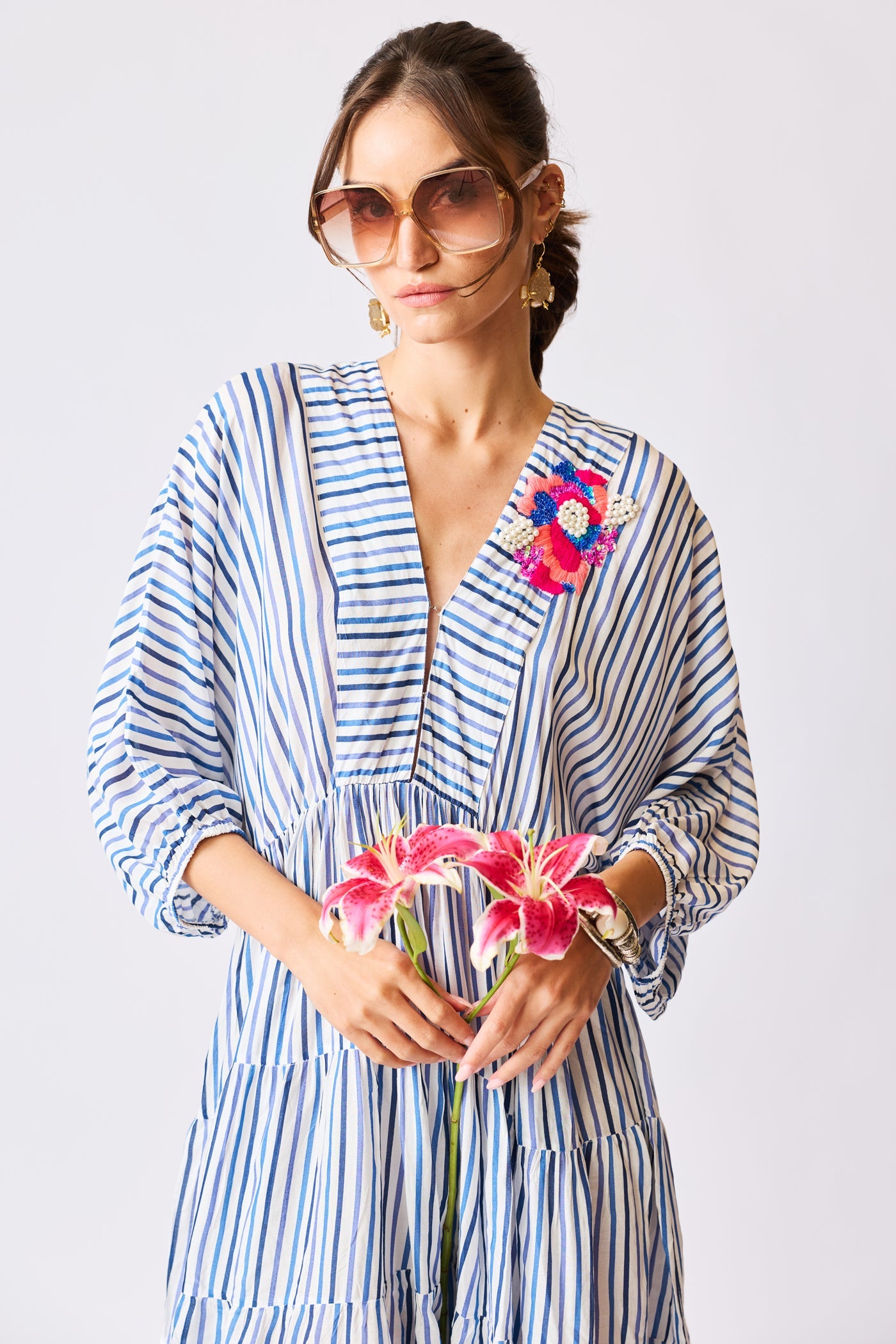 Seaside Bloom Stripe Dress