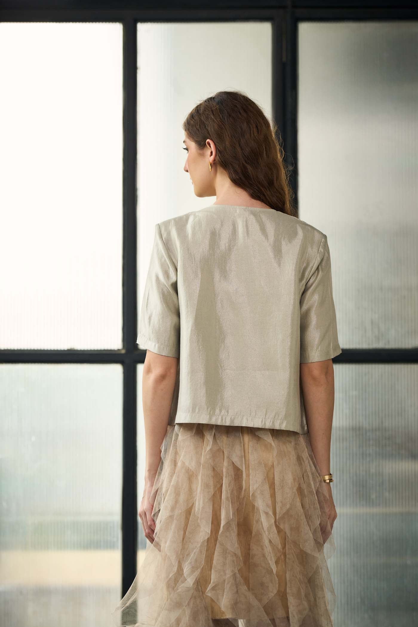 Metallic Sophistication short blazer