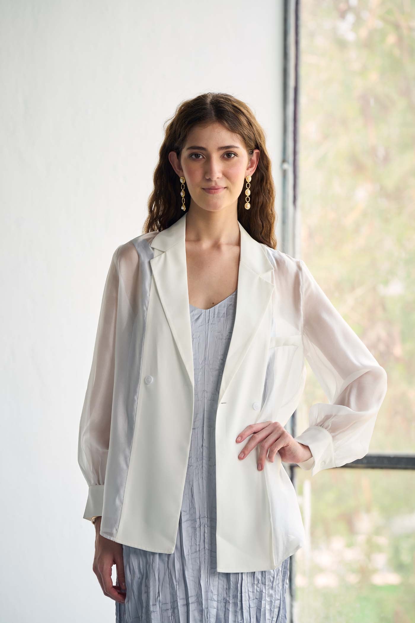 White sleek sheer blazer