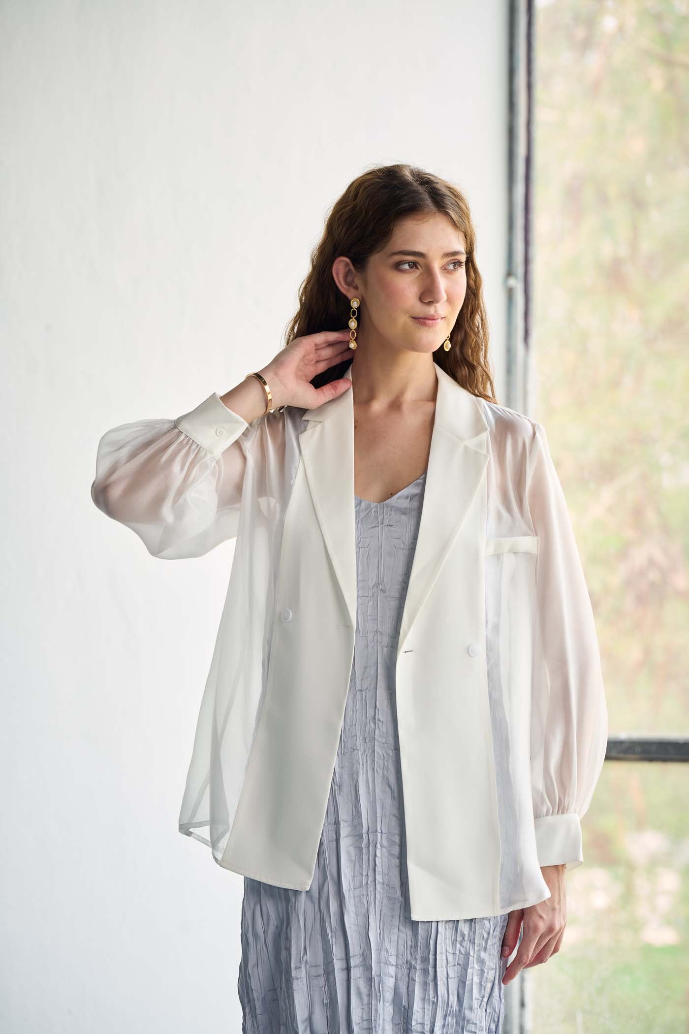 White sleek sheer blazer