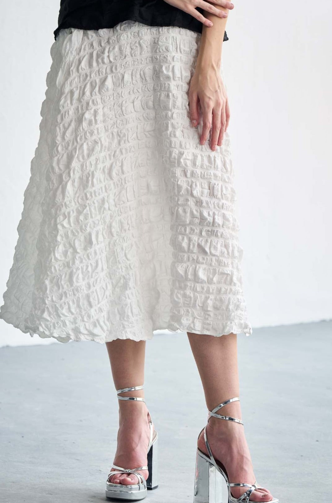 Japanese Bubbled Fabric White Skirt