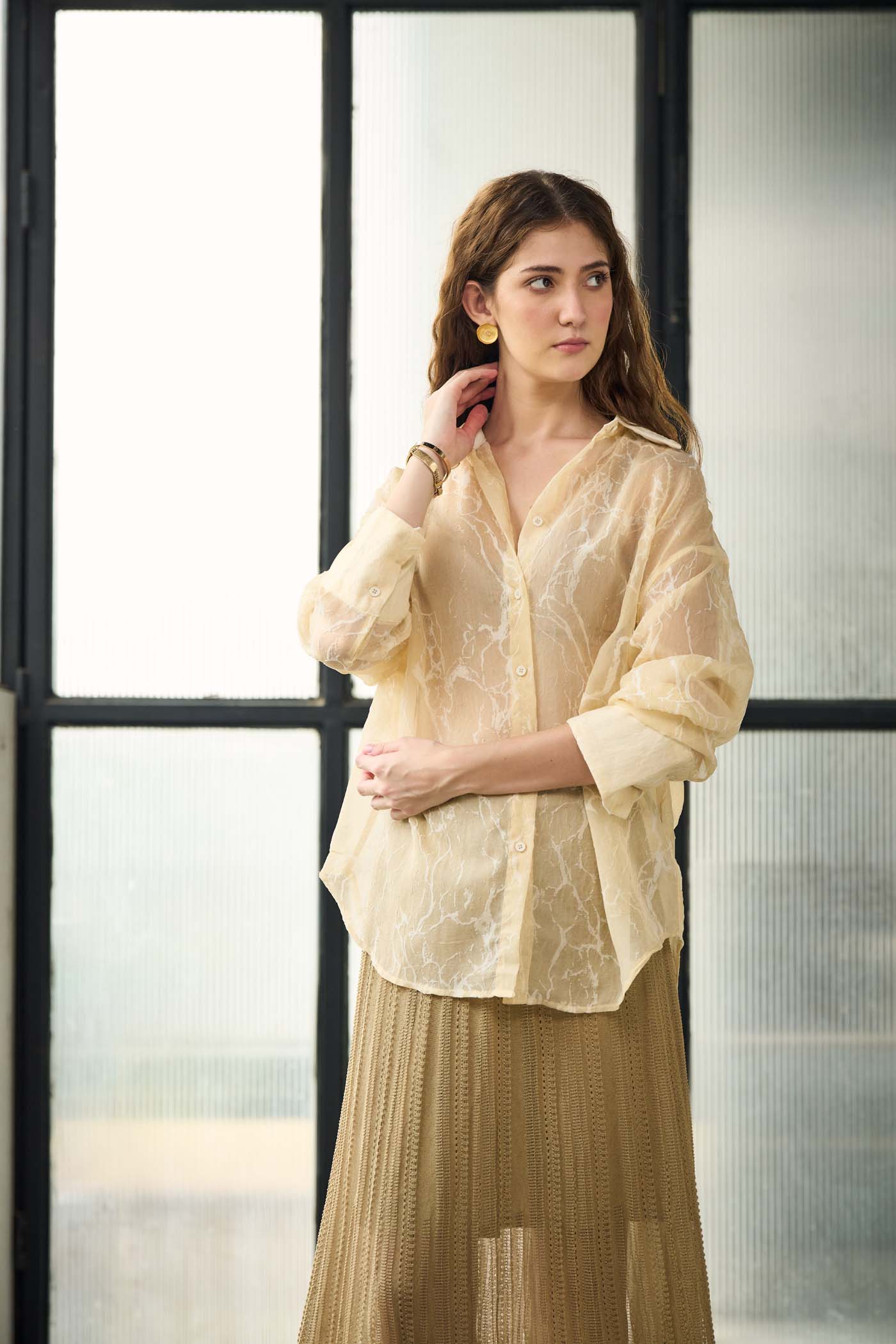 Jacquard silk shirt