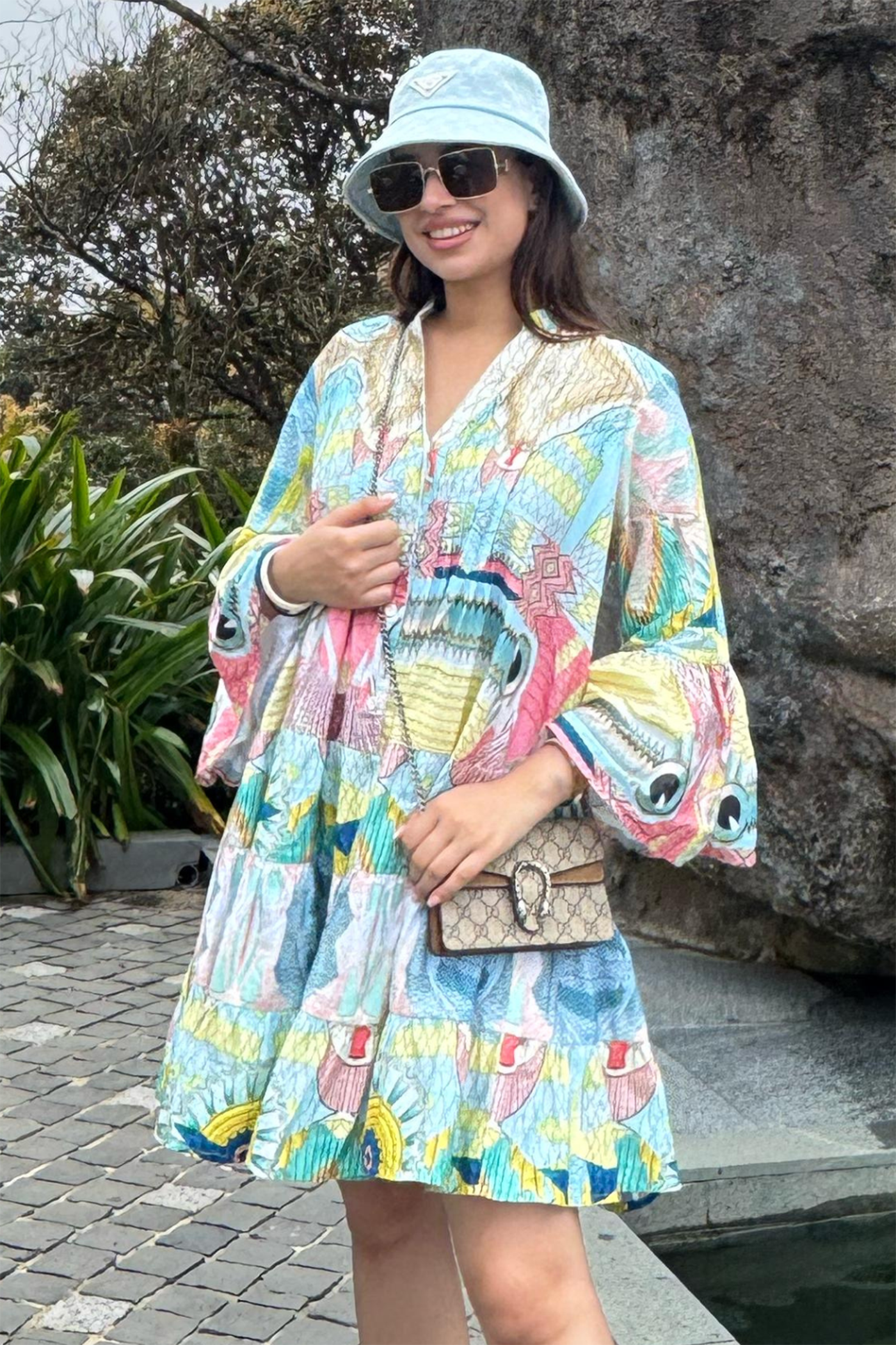 Navya Arya In Multicolor Poplin  printed mini dress